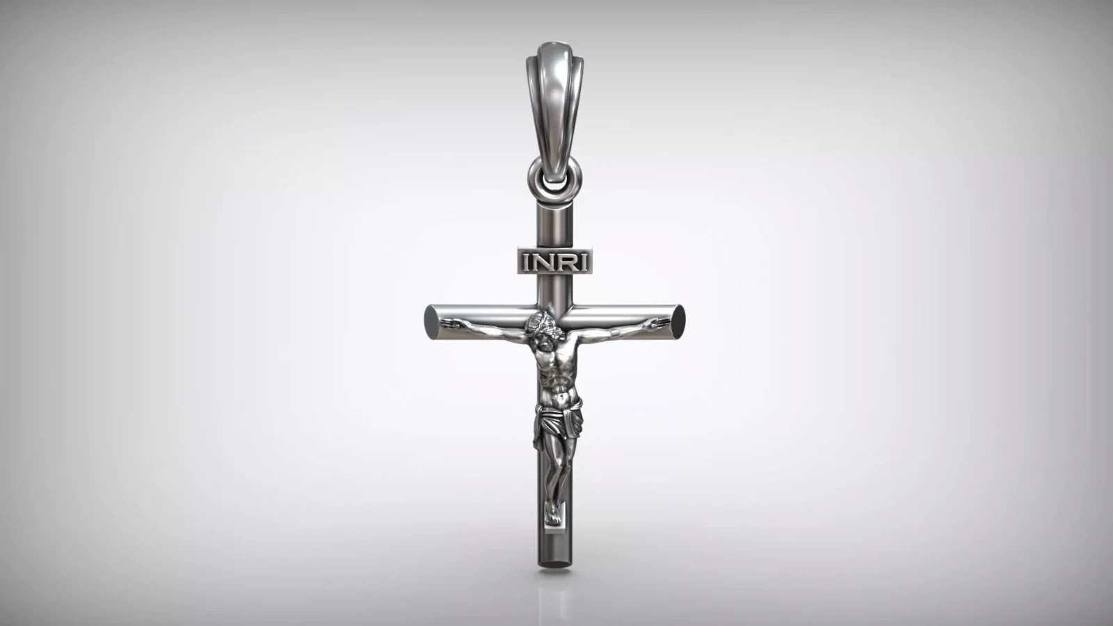 Classic Tube Crucifix Pendant 999 Fine Silver Jesus Cross Handmade USA Christian