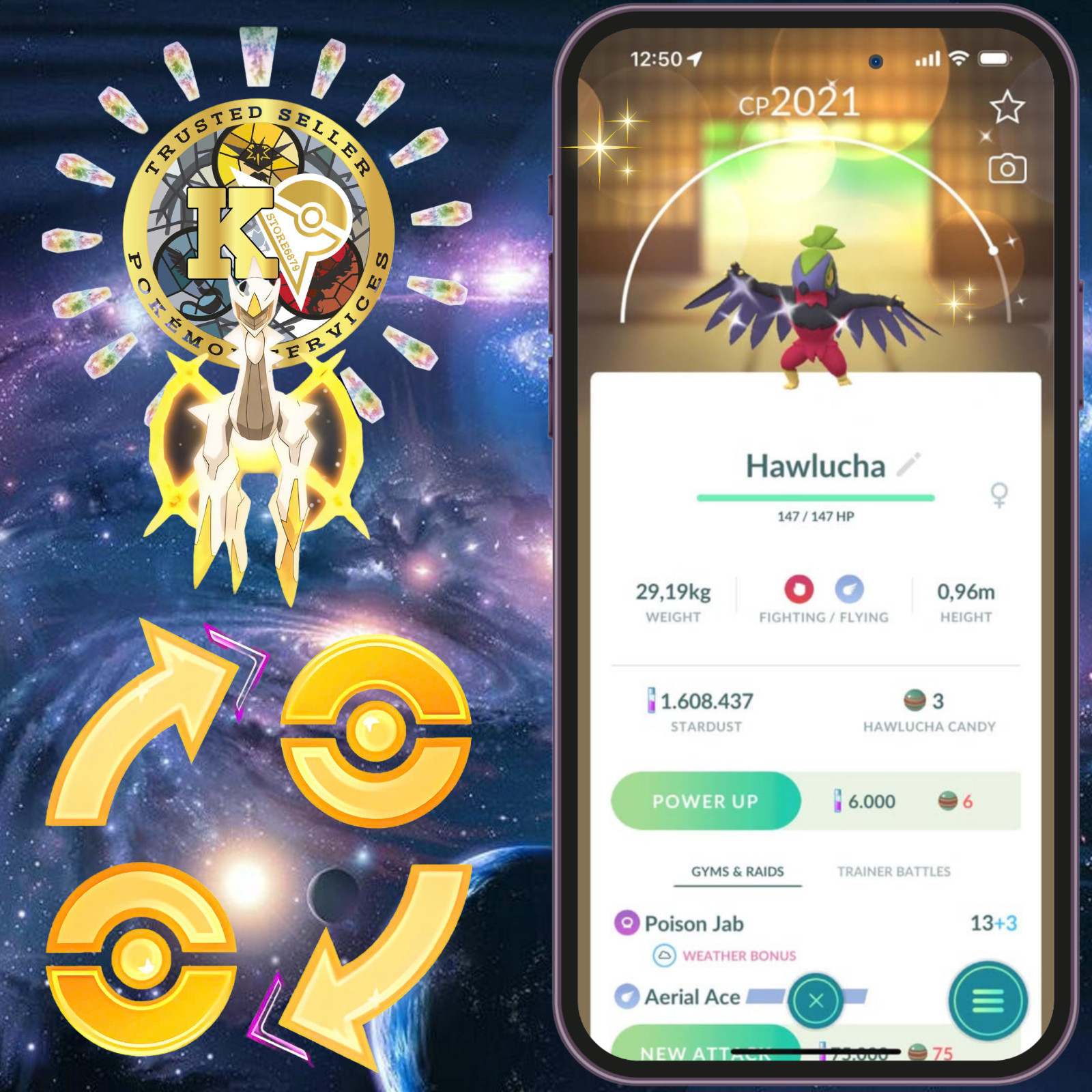 P.T.CentraI —TRADE GO — Shiny Hawlucha — 1mil Stardusts —Digital♻️