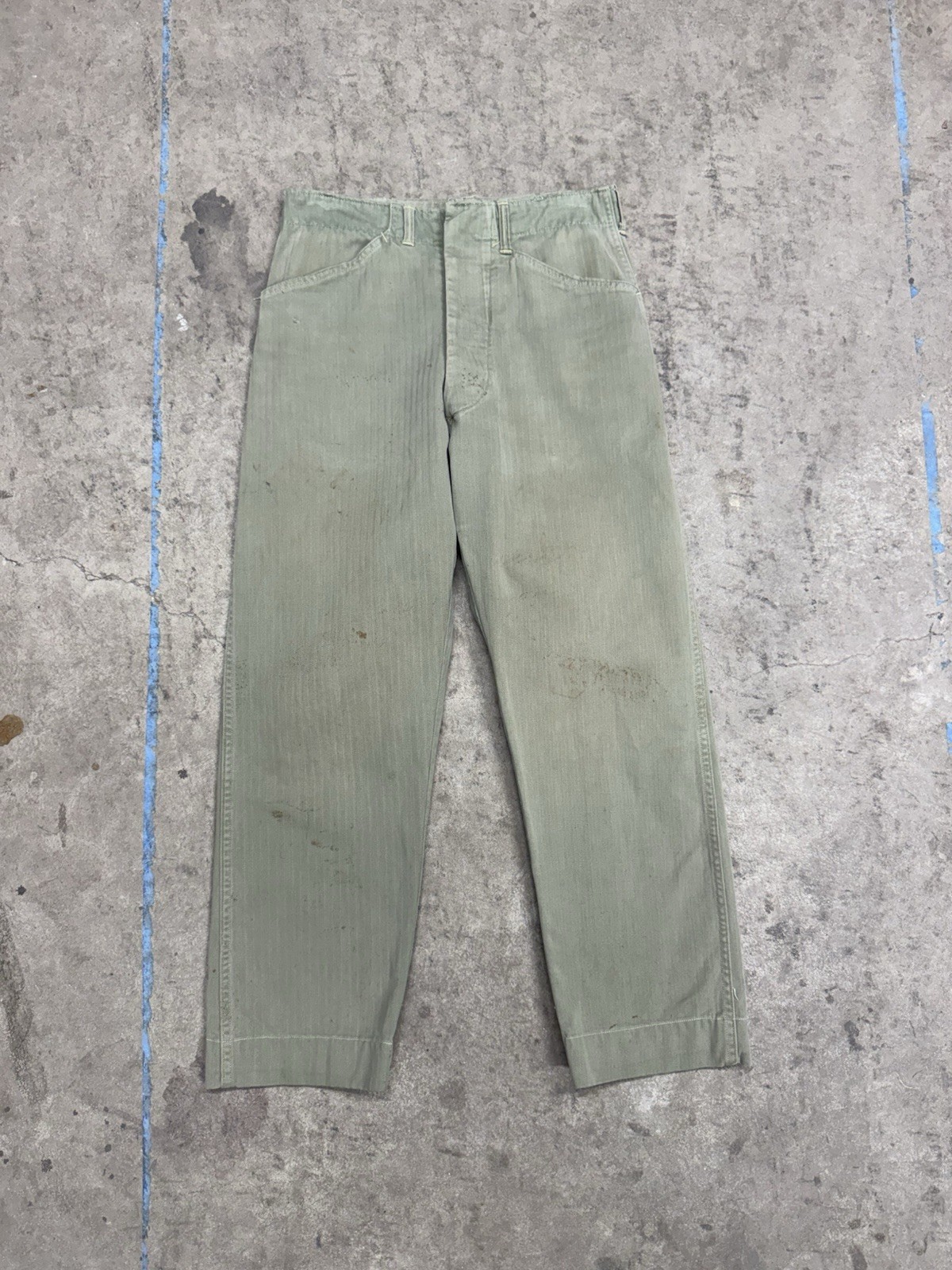 Vintage 1940s WW2 USMC P41 HBT Military Combat Pants Size 30x27