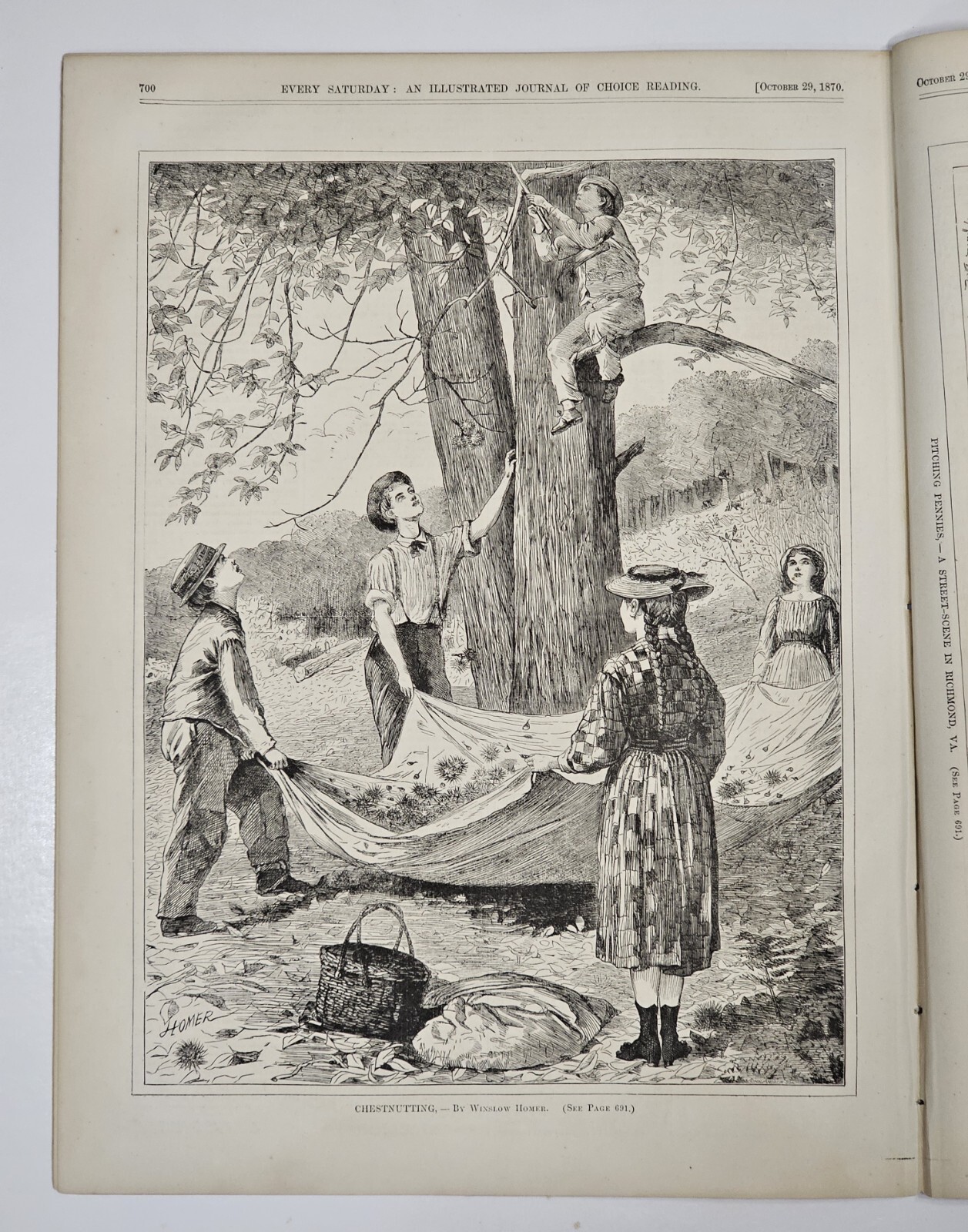 EVERY SATURDAY OCTOBER 29, 1870 FULL ISSUE:WINSLOW HOMER RARE**CHESTNUTTING ** EVERY SATURDAY OCTOBER 29, 1870 FULL ISSUE:WINSLOW HOMER RARE**CHESTNUTTING **