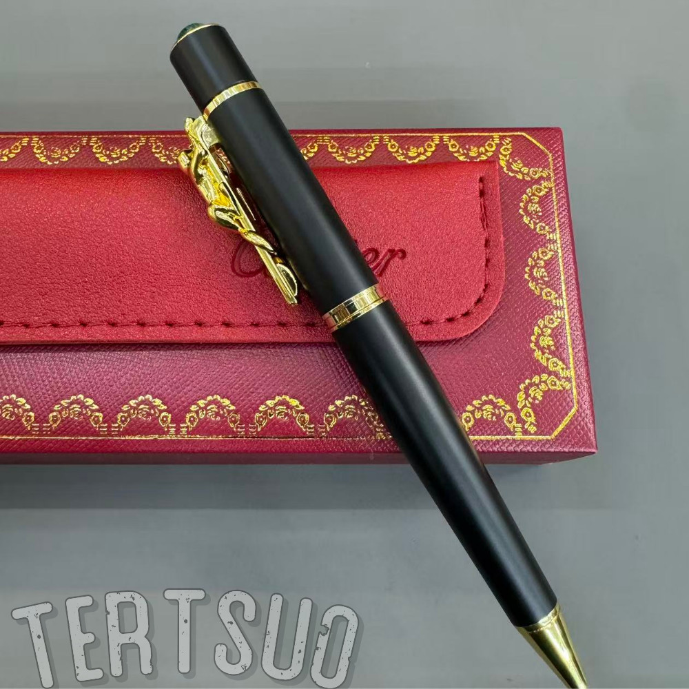 CARTIER Panthère de Cartier Black Matte Gold Panther Clip Ballpoint Pen Rare CARTIER Panthère de Cartier Black Matte Gold Panther Clip Ballpoint Pen Rare