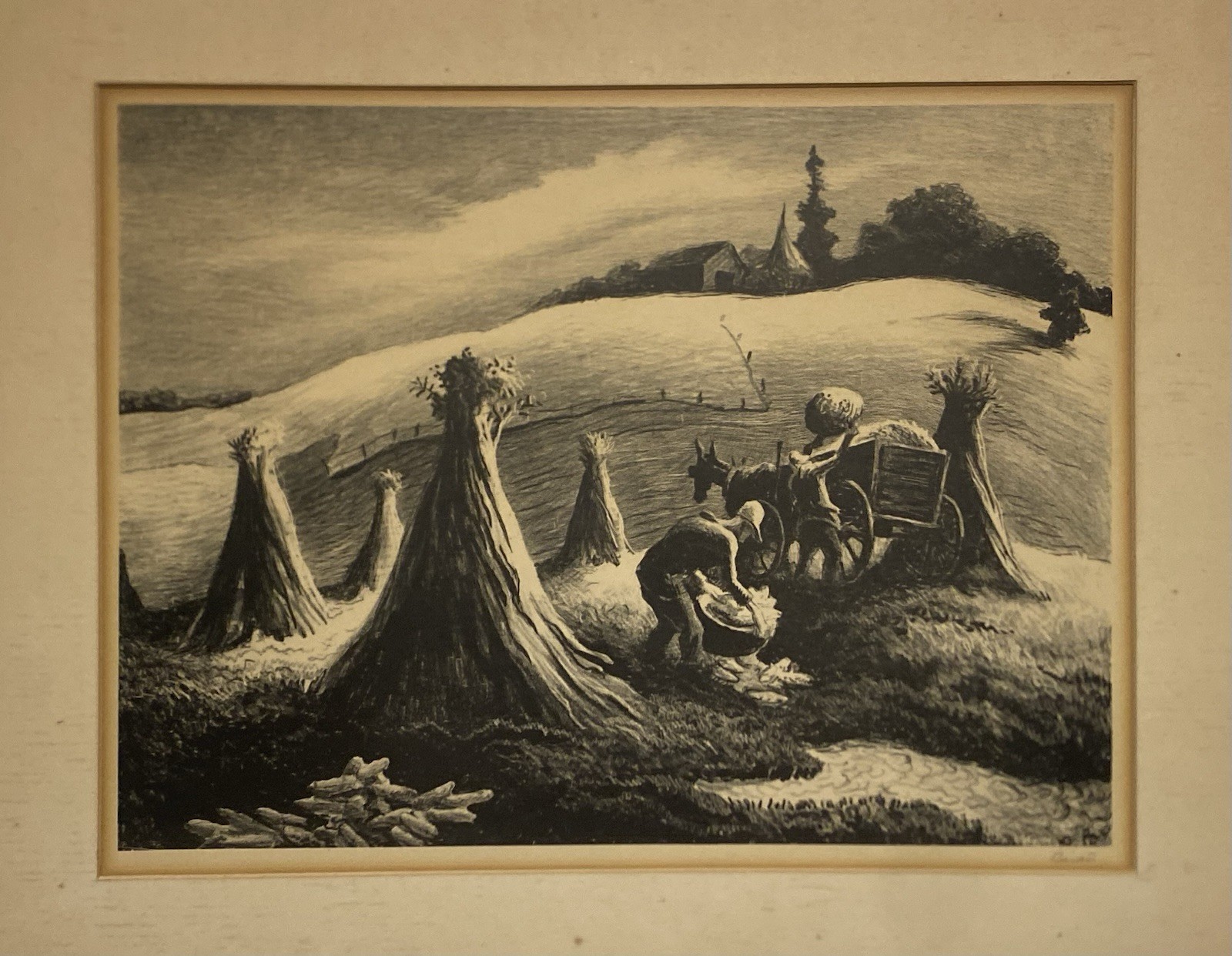 Thomas Hart Benton Original Lithograph Pencil Signed Corn Hauler 1945 Thomas Hart Benton Original Lithograph Pencil Signed Corn Hauler 1945