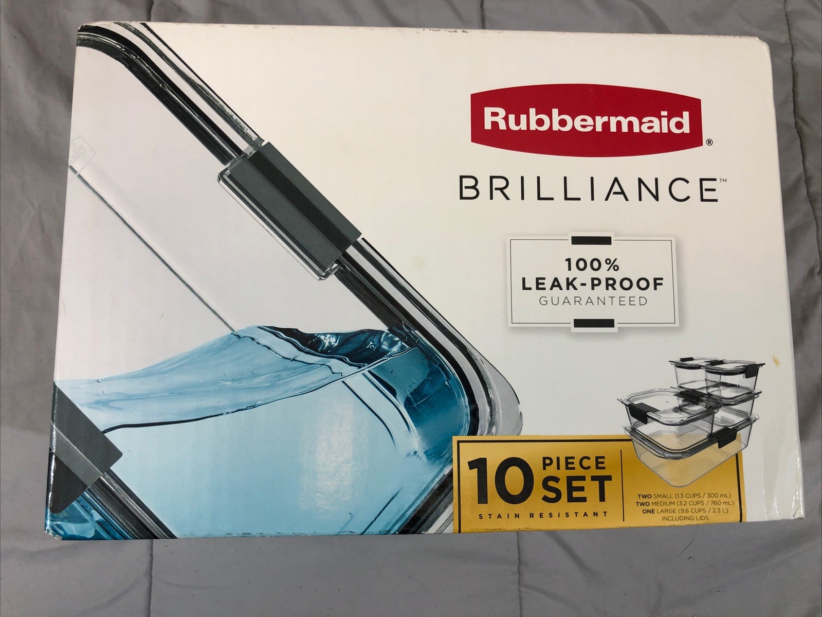 Rubbermaid Brilliance Set of 10 Clear Food Storage Containers with Lids NEW Rubbermaid Brilliance Set of 10 Clear Food Storage Containers with Lids NEW