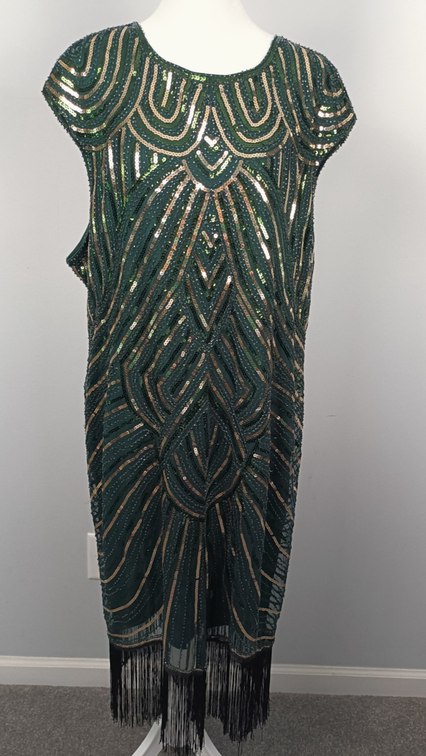 Babeyond Flapper Dress 3XL Green w/Green. & Gold Sequins 7\