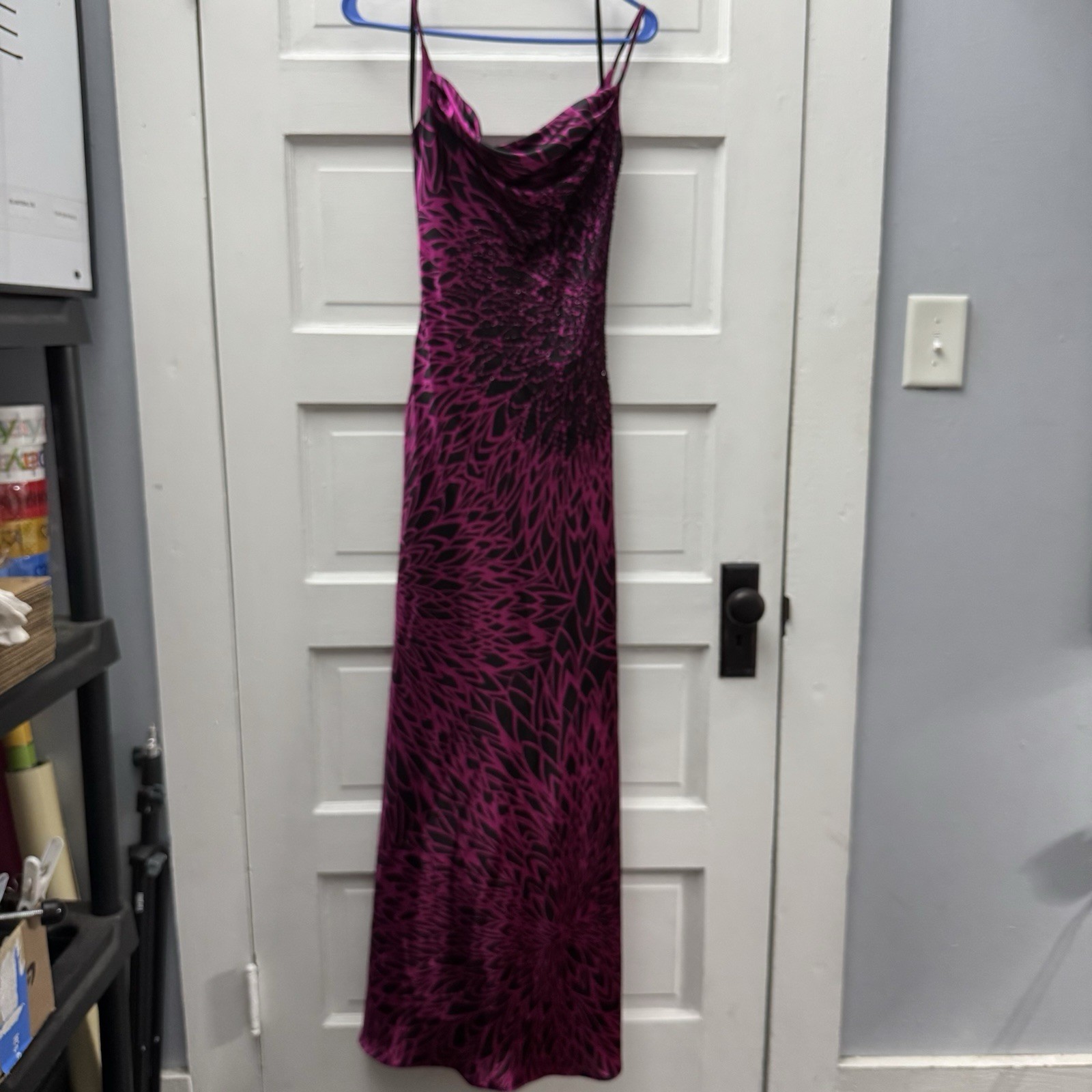 NW Nightway Beaded Maxi Dress Women Size 2 Pink Black Formal Gown Prom