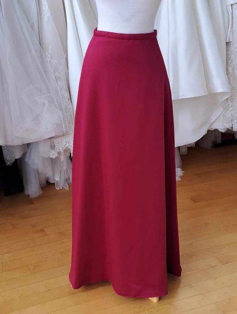 VTG Alfred Angelo Sz 12 A-line Maxi Dark Red Satin Taffeta Ball Skirt Waist 34”