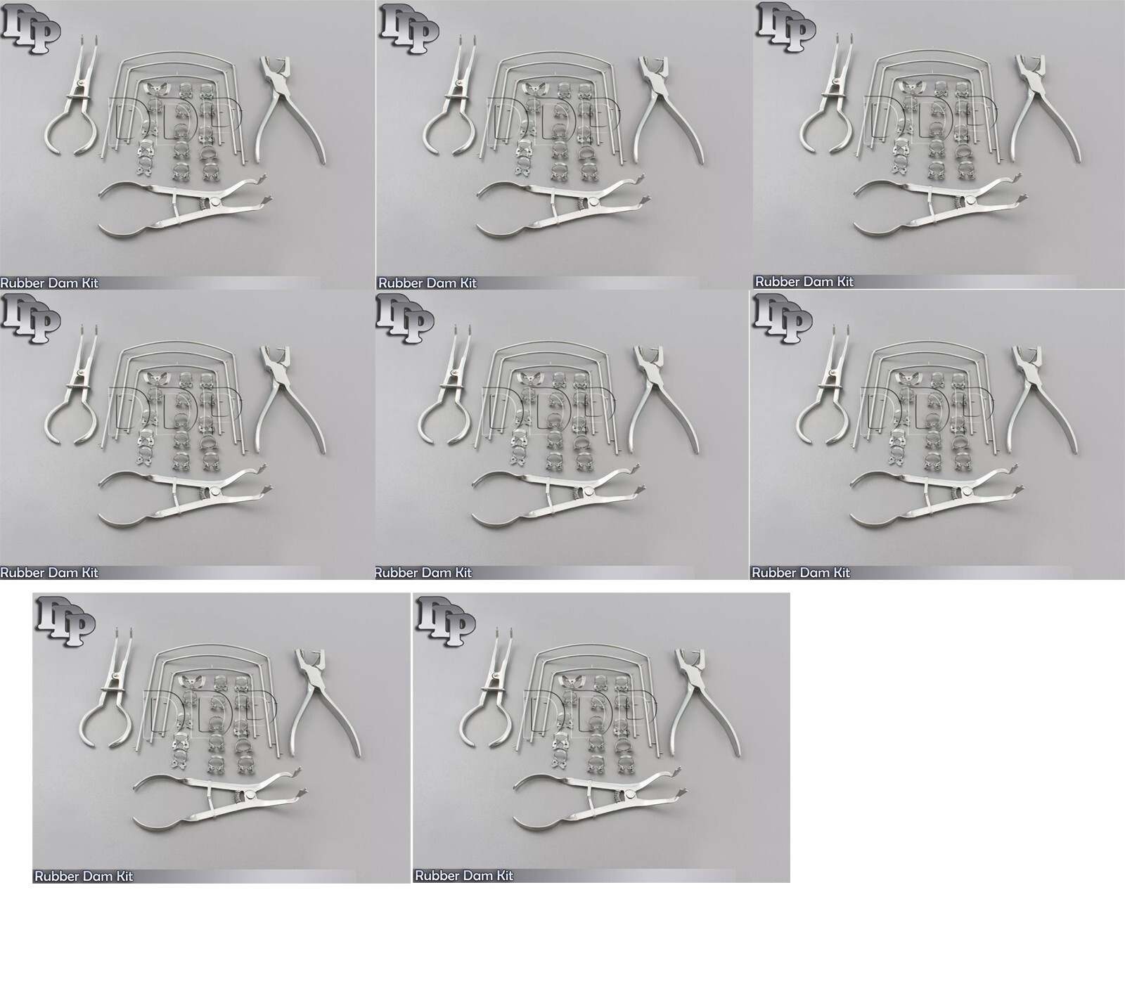 8 Sets Rubber Dam Kit of 21 Pcs. & Clamps of Your Choice Dental Instruments