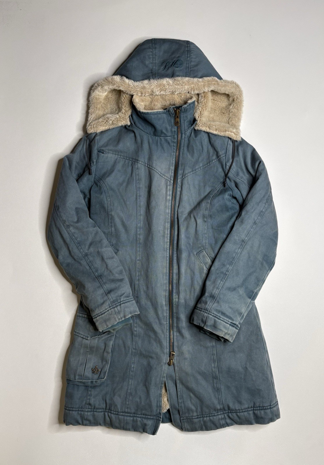 Hemp Hoodlamb Hooded Full Zip Jacket Blue Grey Canvas Women\'s Size S