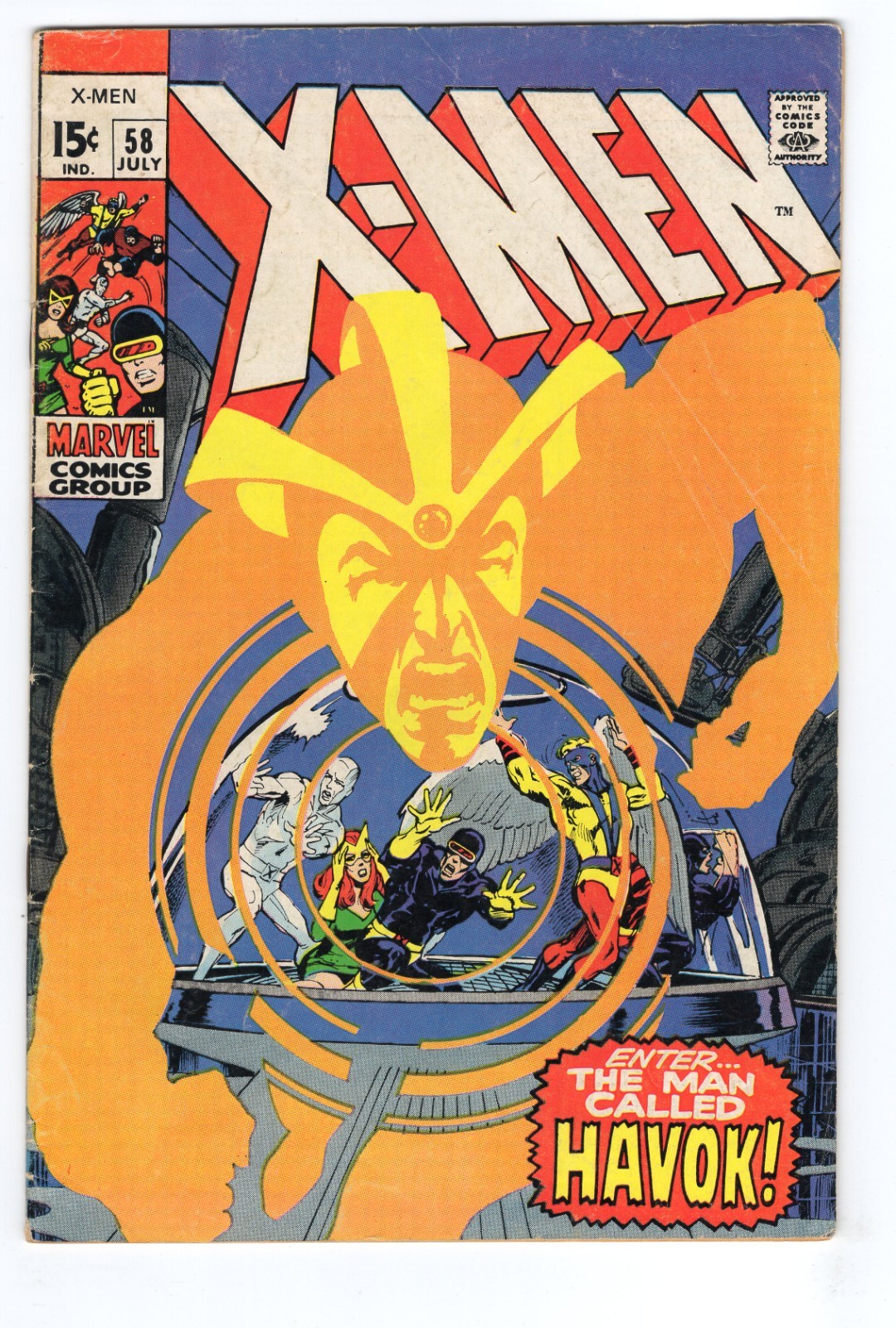 X-Men 58 1969 Marvel Comics VG+ 4.5 1st App Havok in Costume Cyclops Angel