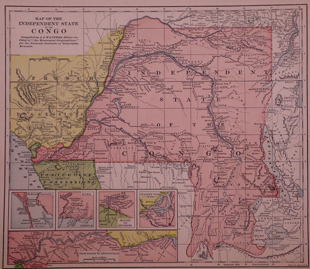 Antique 1892 Map ~ Independent State of the Congo Antique 1892 Map ~ Independent State of the Congo