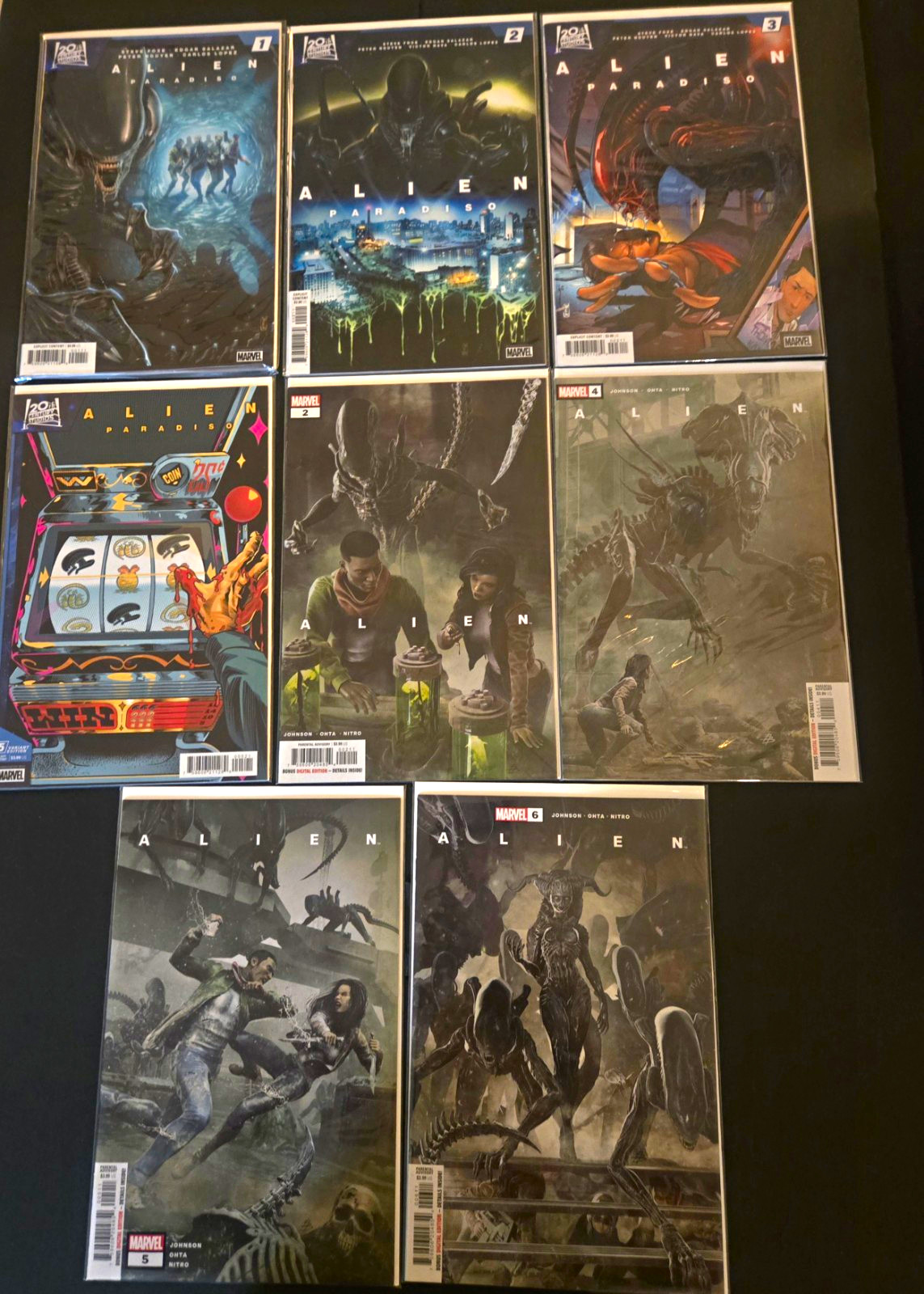 Marvel Comics Alien: Paradiso Comic Lot #1-3,5 Variant Cover Alien v.2 2, 4-6 Marvel Comics Alien: Paradiso Comic Lot #1-3,5 Variant Cover Alien v.2 2, 4-6