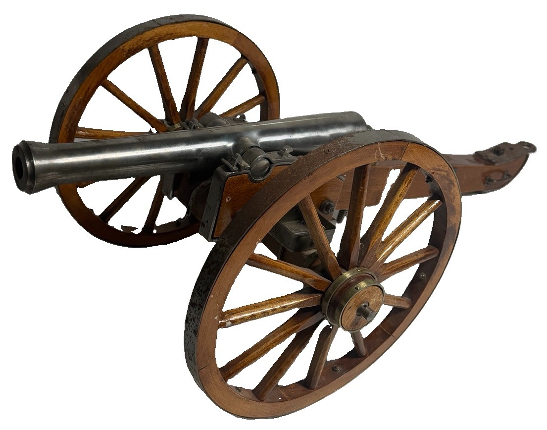 Vintage Jukar Spain .70 Caliber Black Powder Cannon Model Wooden Wheels Vintage Jukar Spain .70 Caliber Black Powder Cannon Model Wooden Wheels