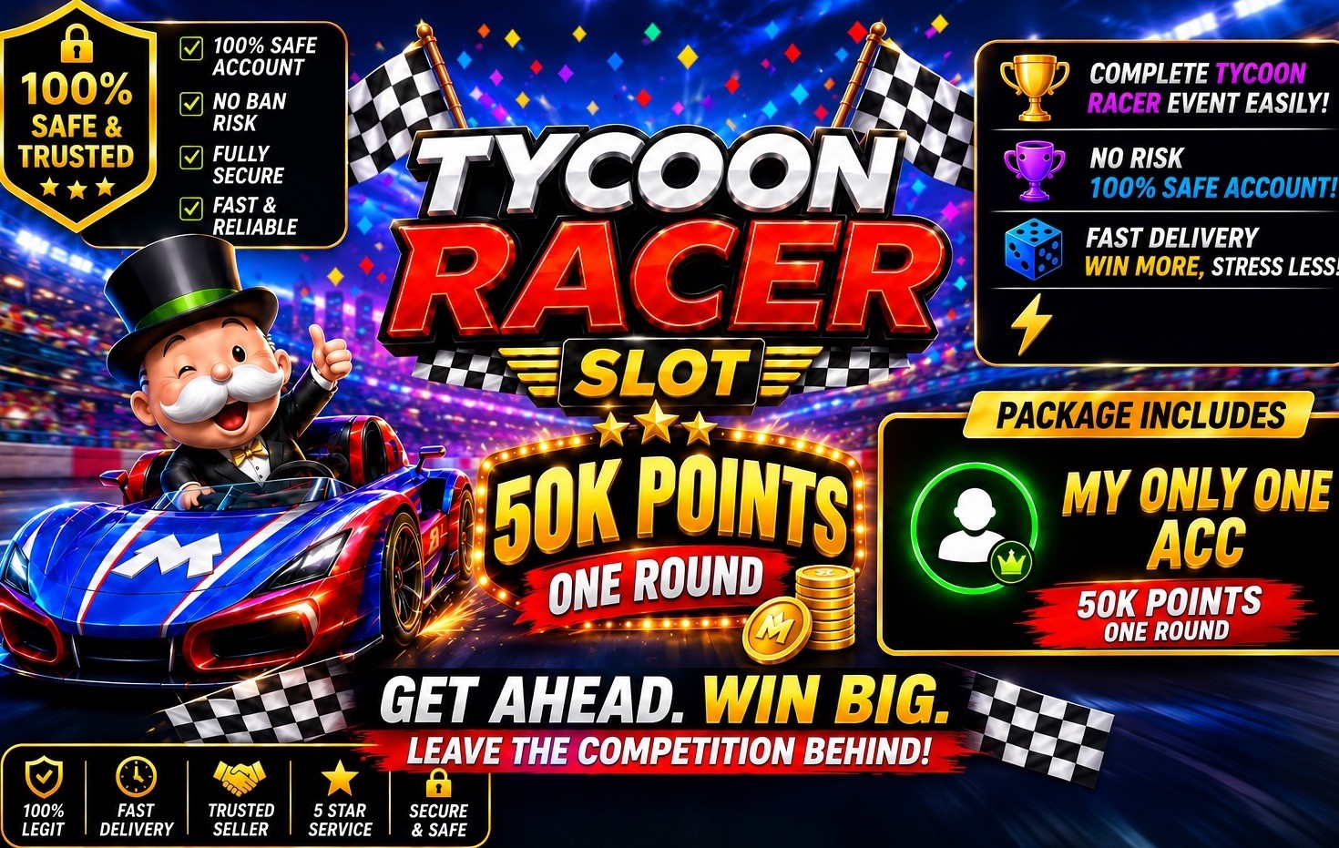 TRANSYLVANIA Tycoon Racers -50k points🥇(23rd september) (ONE ACC) TRANSYLVANIA Tycoon Racers -50k points🥇(23rd september) (ONE ACC)