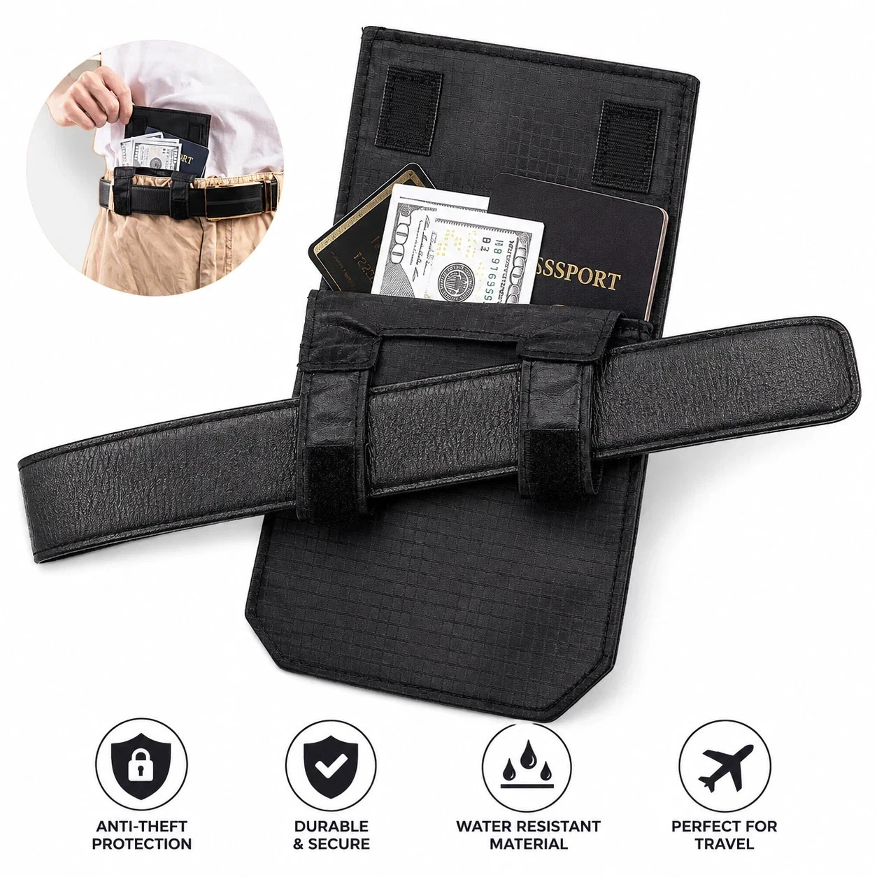 Anti Theft RFID Travel Money Belt Bag Wallet Credit Card ID Cash Passport Anti Theft RFID Travel Money Belt Bag Wallet Credit Card ID Cash Passport