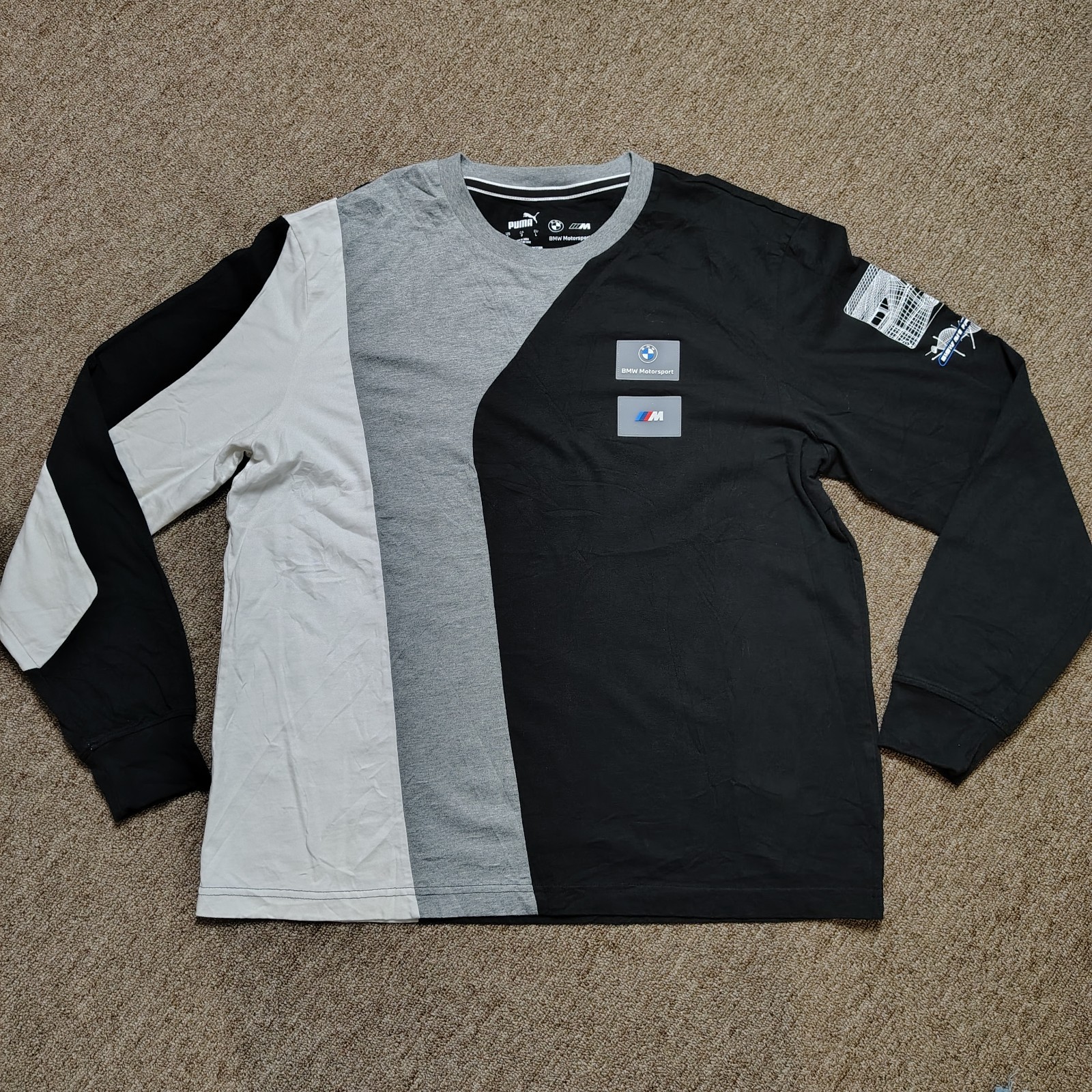PUMA BMW M Motorsport M1 Procar Long Sleeve Shirt Men\'s L Black Gray PUMA BMW M Motorsport M1 Procar Long Sleeve Shirt Men\'s L Black Gray