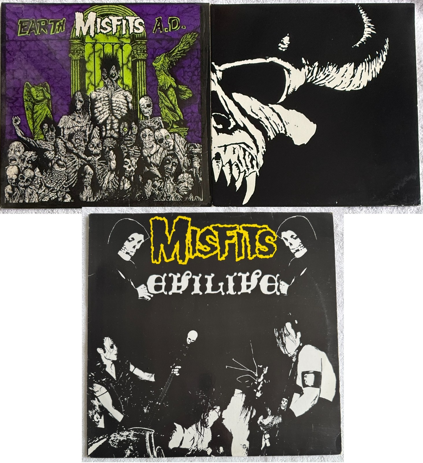 Lot of 3 Misfits Danzig Vinyl LPs/EP Earth A.D. / Evilive / 1988 S/T Danzig