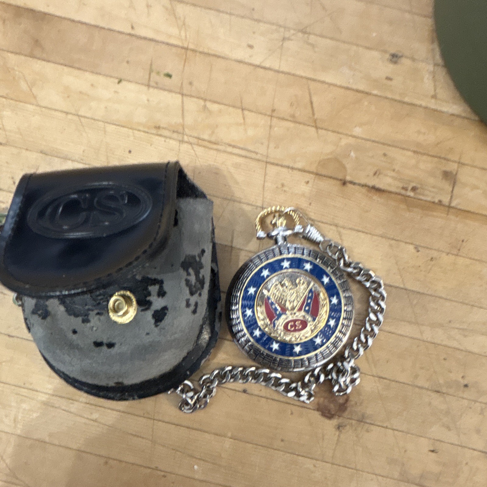 Franklin Mint Robert E. Lee Collectors Pocket Watch With Pouch And Chain Works