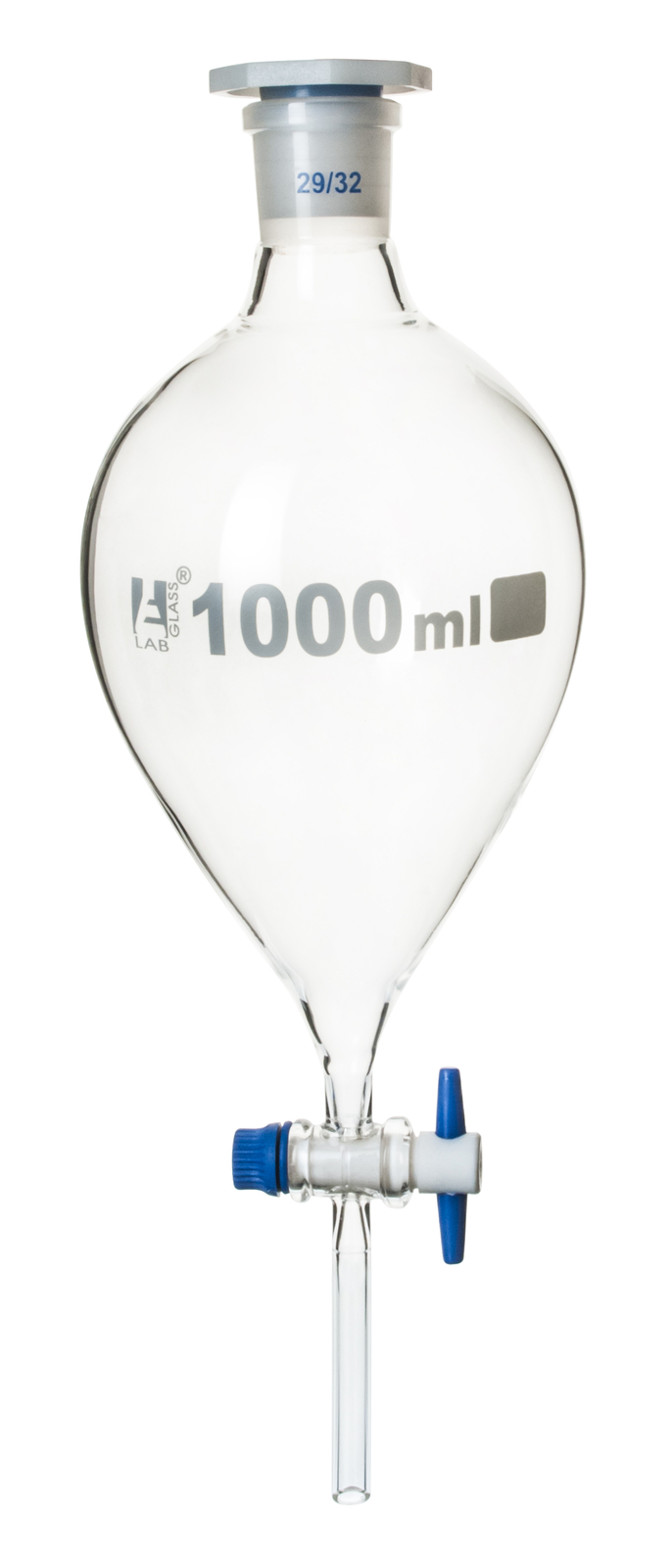 Eisco 1000ml Squibb Separatory Funnel, PTFE Stopcock, 29/32 - Borosilicate Glass Eisco 1000ml Squibb Separatory Funnel, PTFE Stopcock, 29/32 - Borosilicate Glass