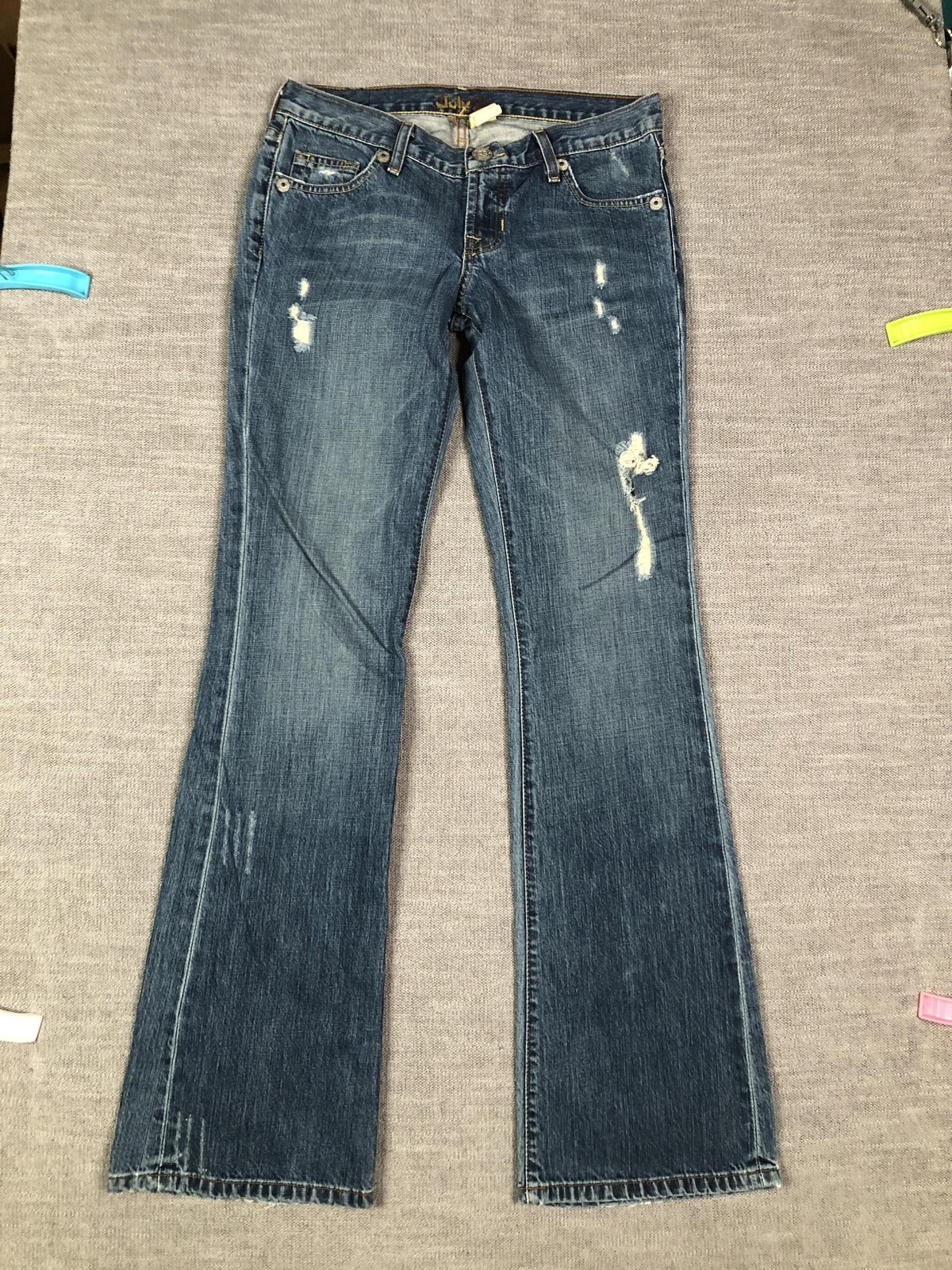 July 25 Jeans Womens 28 Blue Distressed Bootcut Low Rise Stretch Denim J66-4008