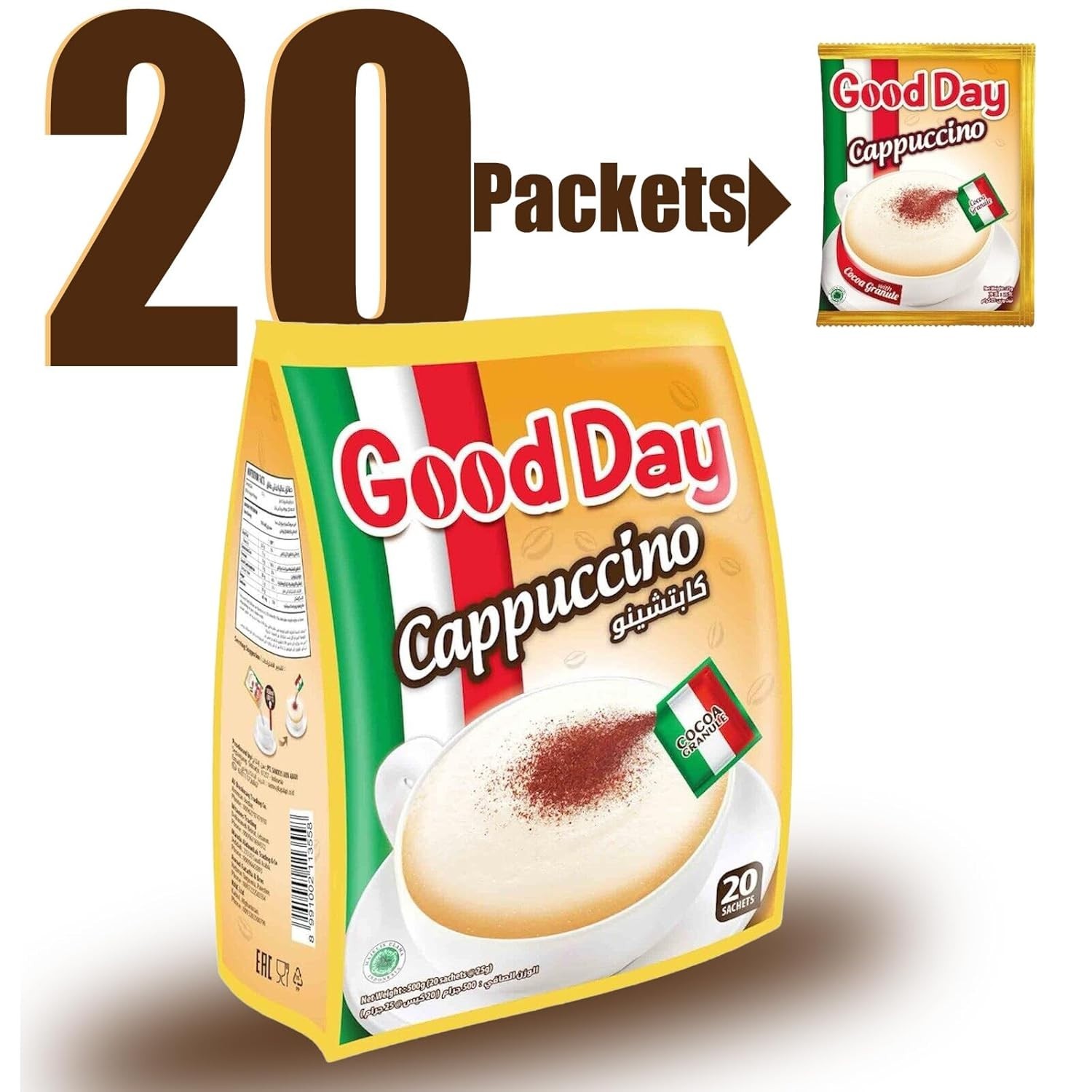 Good Day Cappuccino instant Coffee with Mix 20 Sachets, with cocoa Good Day Cappuccino instant Coffee with Mix 20 Sachets, with cocoa