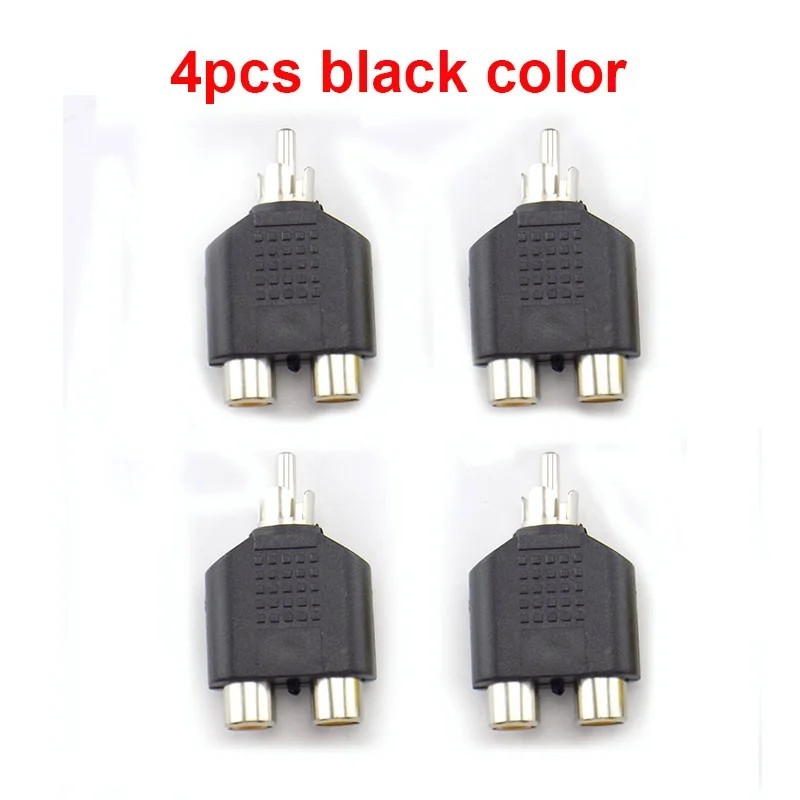 4Pc/lot RCA Connector Y Splitter AV Audio Video Plug Converter 1Male to 2Female