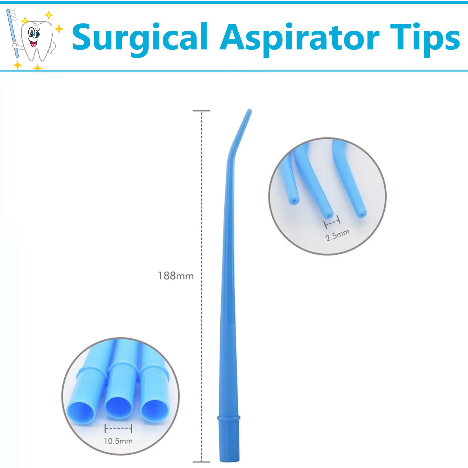 Surgical Aspirator Tips Dental Aspirating Suction Tips Blue, Green, White 250/Pk