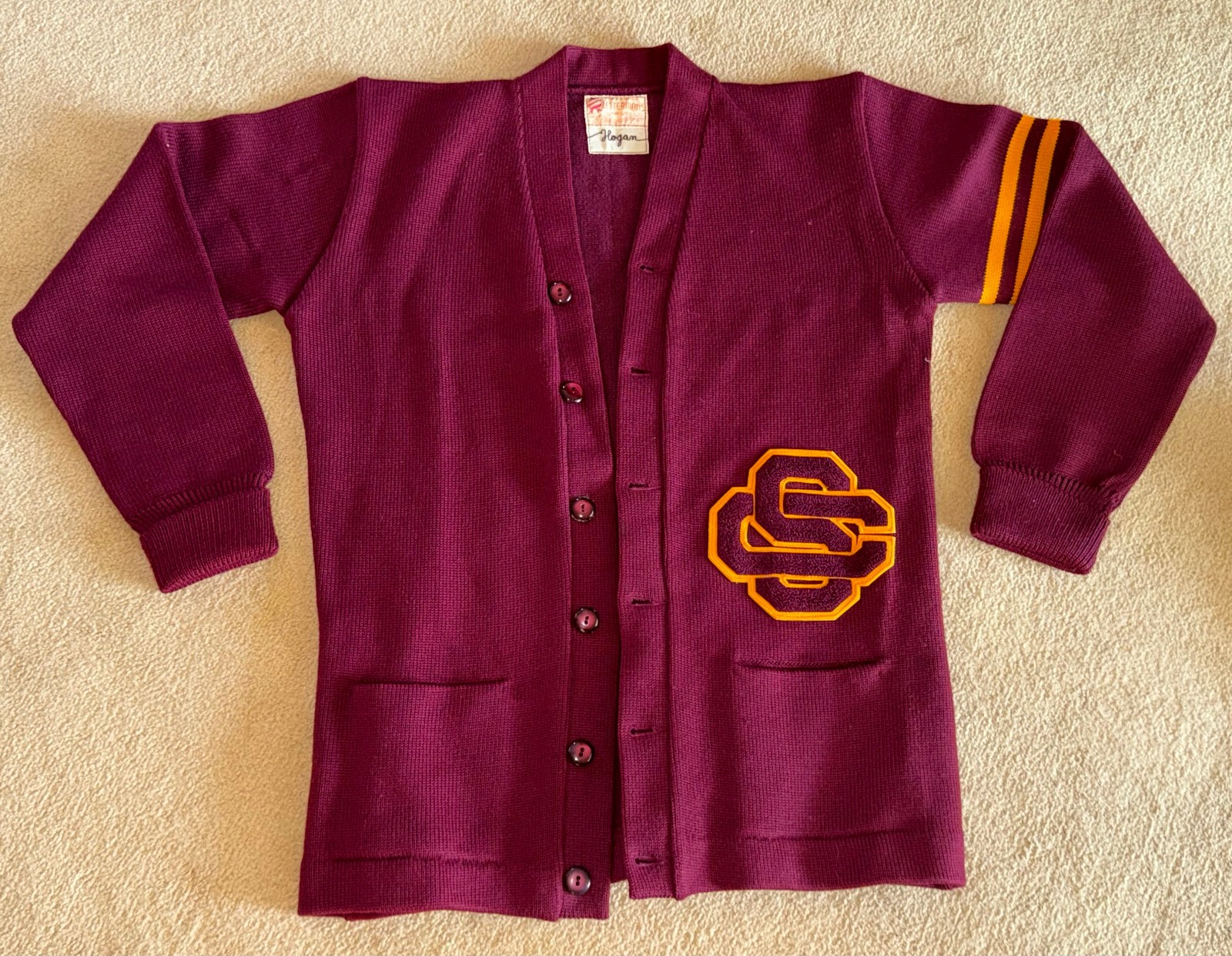 Mens Vintage University of Southern California Trojans Letterman College Sweater