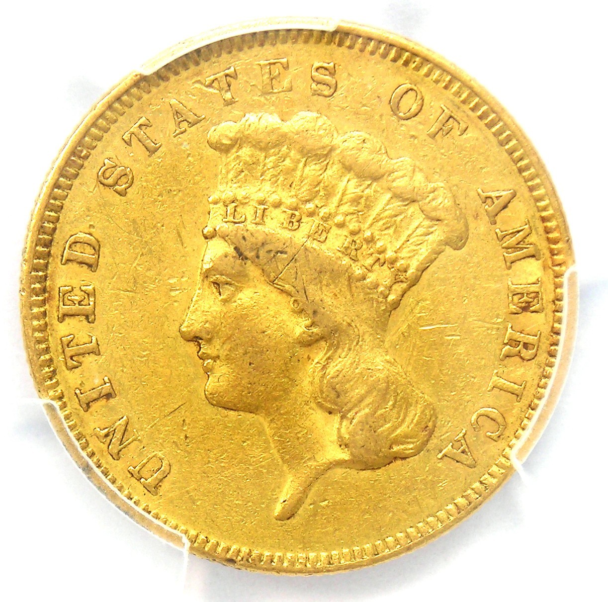 1855 Three Dollar Indian Gold Coin $3 - Certified PCGS XF Details - Rare Coin