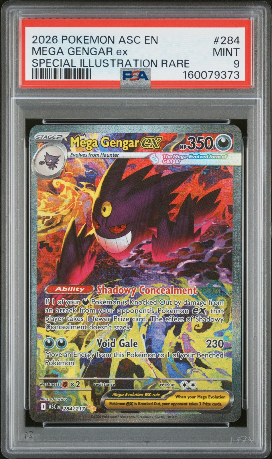 2026 POKEMON ASC EN-ASCENDED HEROES #284 MEGA GENGAR EX PSA 9