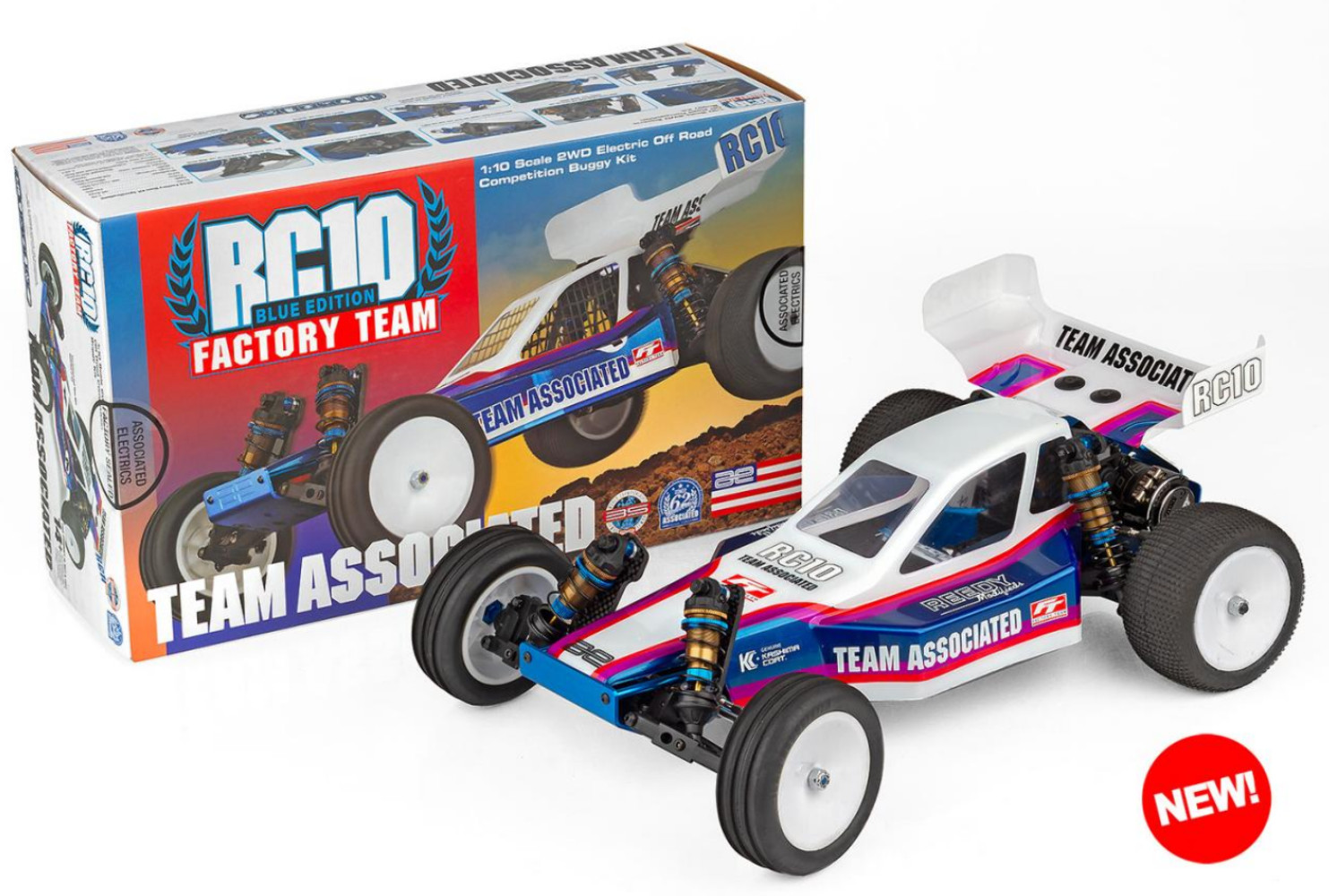 TEAM ASSOCIATED RC10 FACTORY TEAM BLUE EDITION 1/10 ELECTRIC 2WD BUGGY KIT VINTA