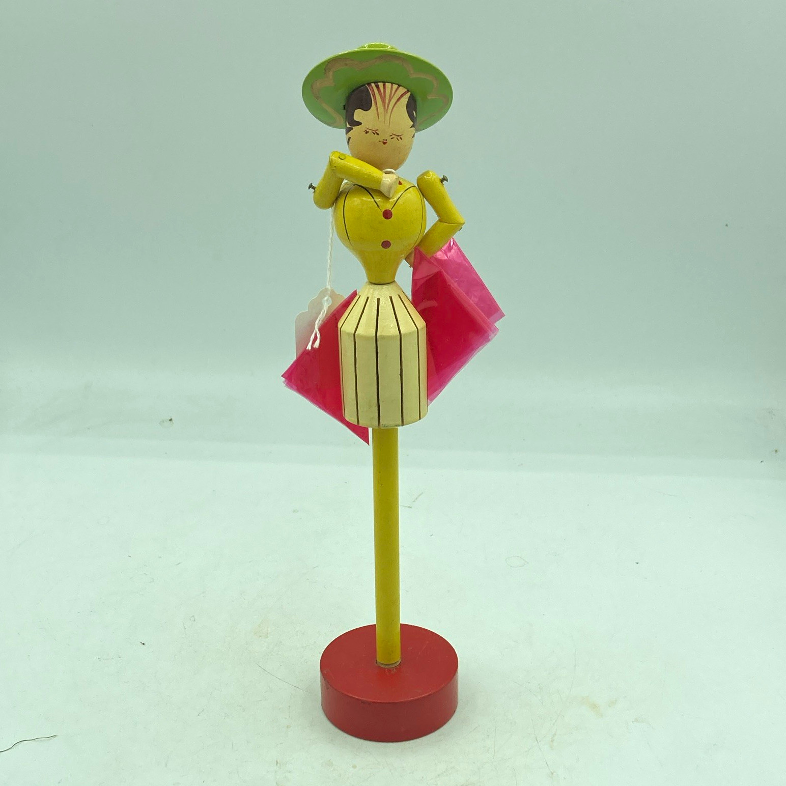 Vintage Hand-Painted Wooden Girl Figurine on Stand, Made in Japan, 11 in Vintage Hand-Painted Wooden Girl Figurine on Stand, Made in Japan, 11 in