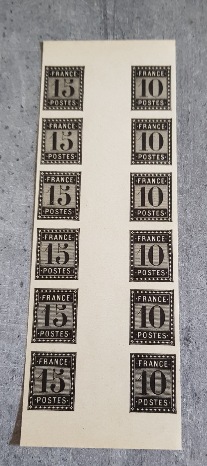 FRANCE-ESSAI-1876-IMPRIMERIE NATIONALE 10C&15C BLACK BLOCK OF 12 RARE MINT NG FRANCE-ESSAI-1876-IMPRIMERIE NATIONALE 10C&15C BLACK BLOCK OF 12 RARE MINT NG