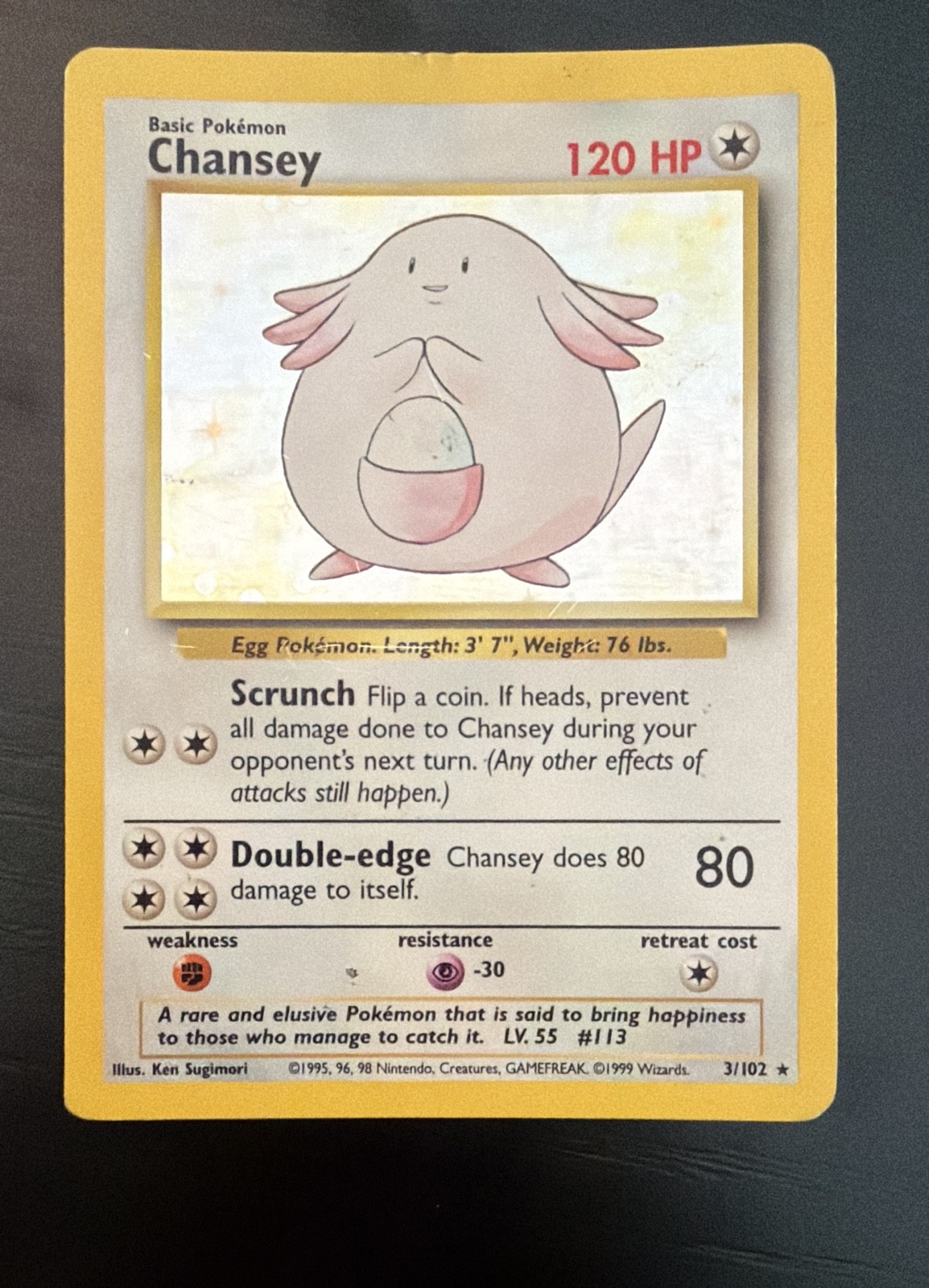 Chansey 003/102 Base Set Holo Chansey 003/102 Base Set Holo