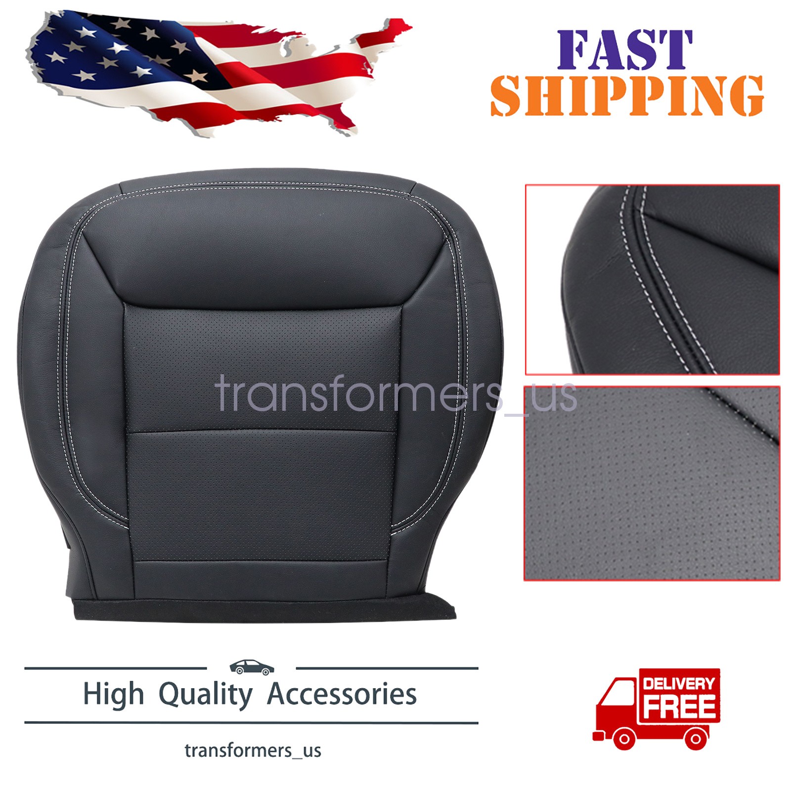 For 2020-2024 Ford Explorer Driver Perforated Leather Bottom Seat Cover Black