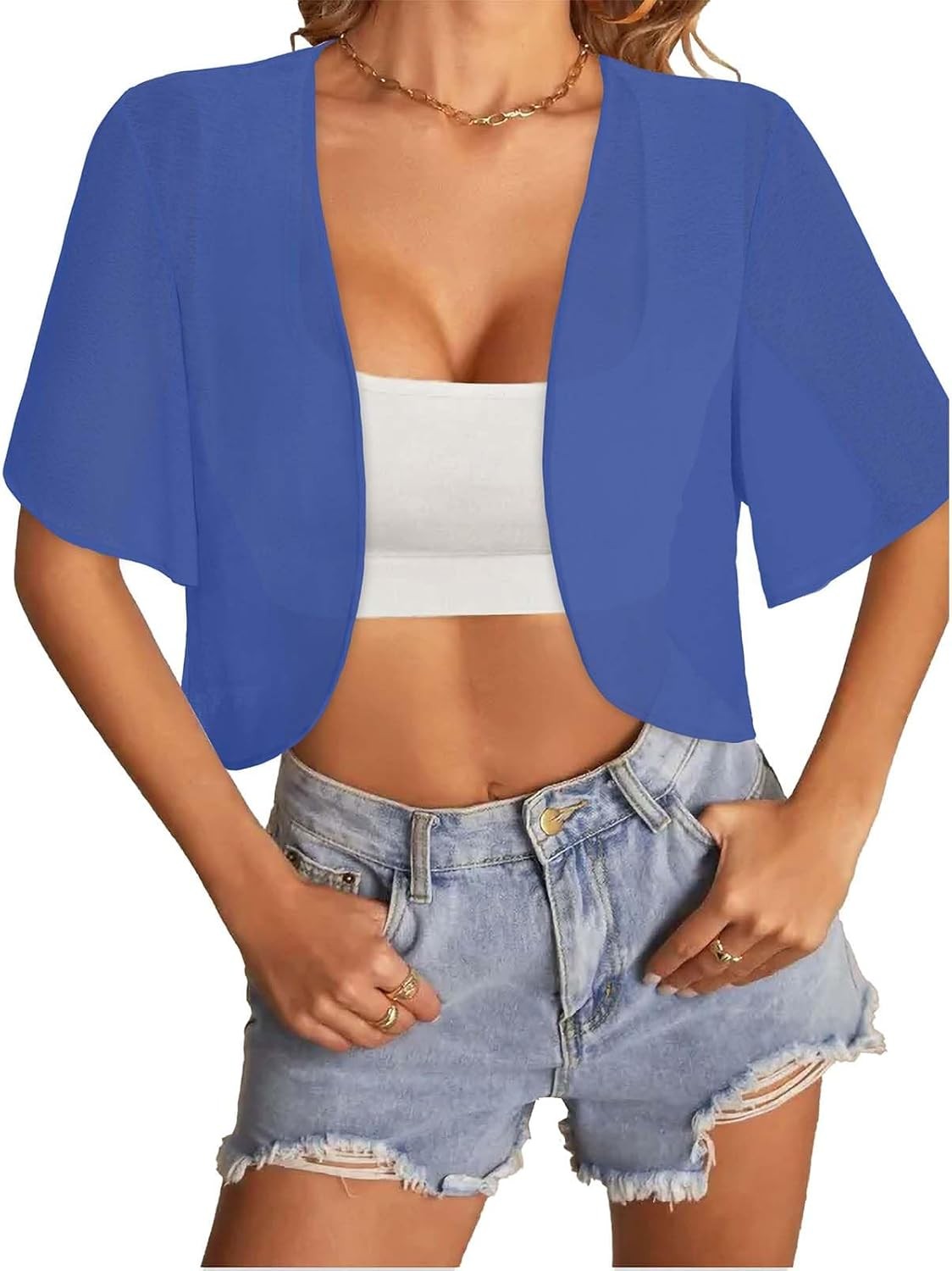 Women\'s Sheer Bolero Shrug Open Front Short Sleeve Cardigan for Evening