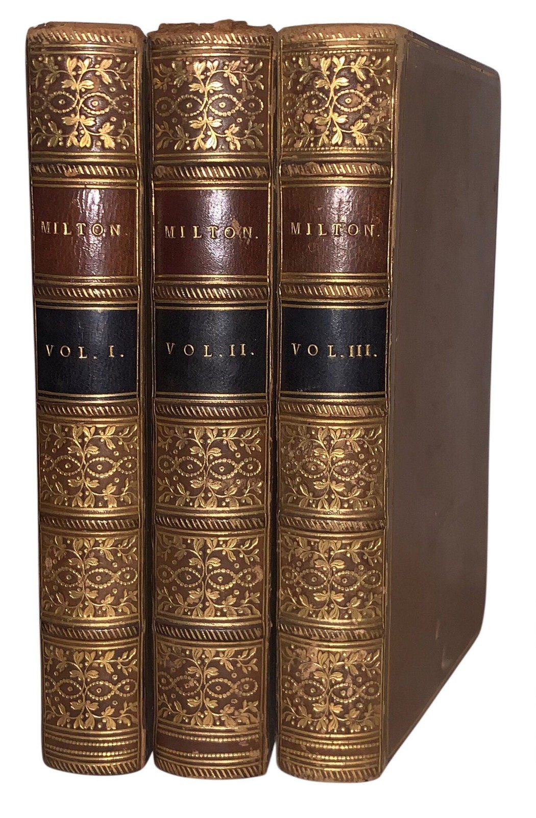1851, The Poetical Works of John Milton, Aldine, 3 Finely Bound Leather Vol, VG+