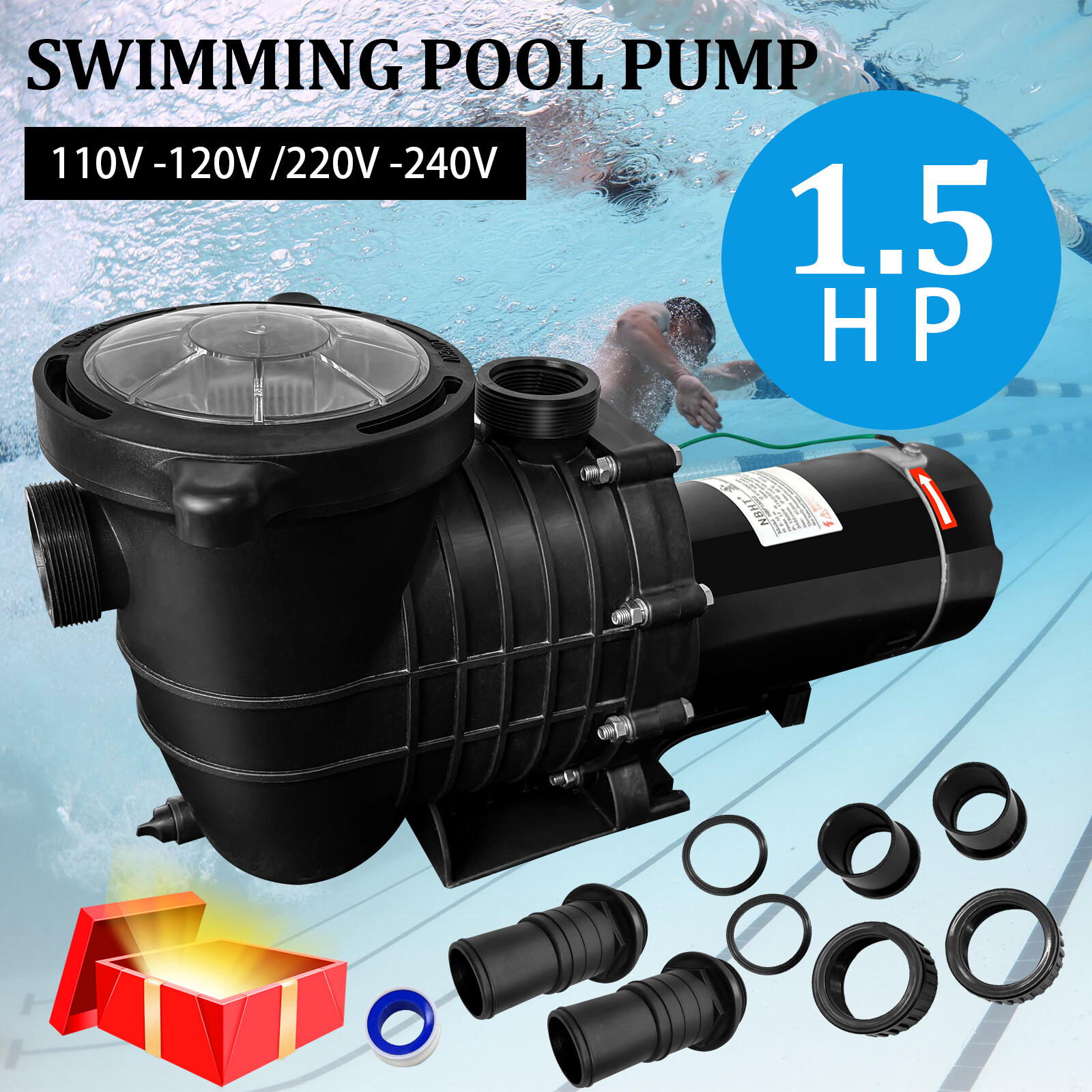 1.5 HP Swimming Pool Pump for Hayward, Above‑Ground Motor w/ Strainer Basket 1.5 HP Swimming Pool Pump for Hayward, Above‑Ground Motor w/ Strainer Basket
