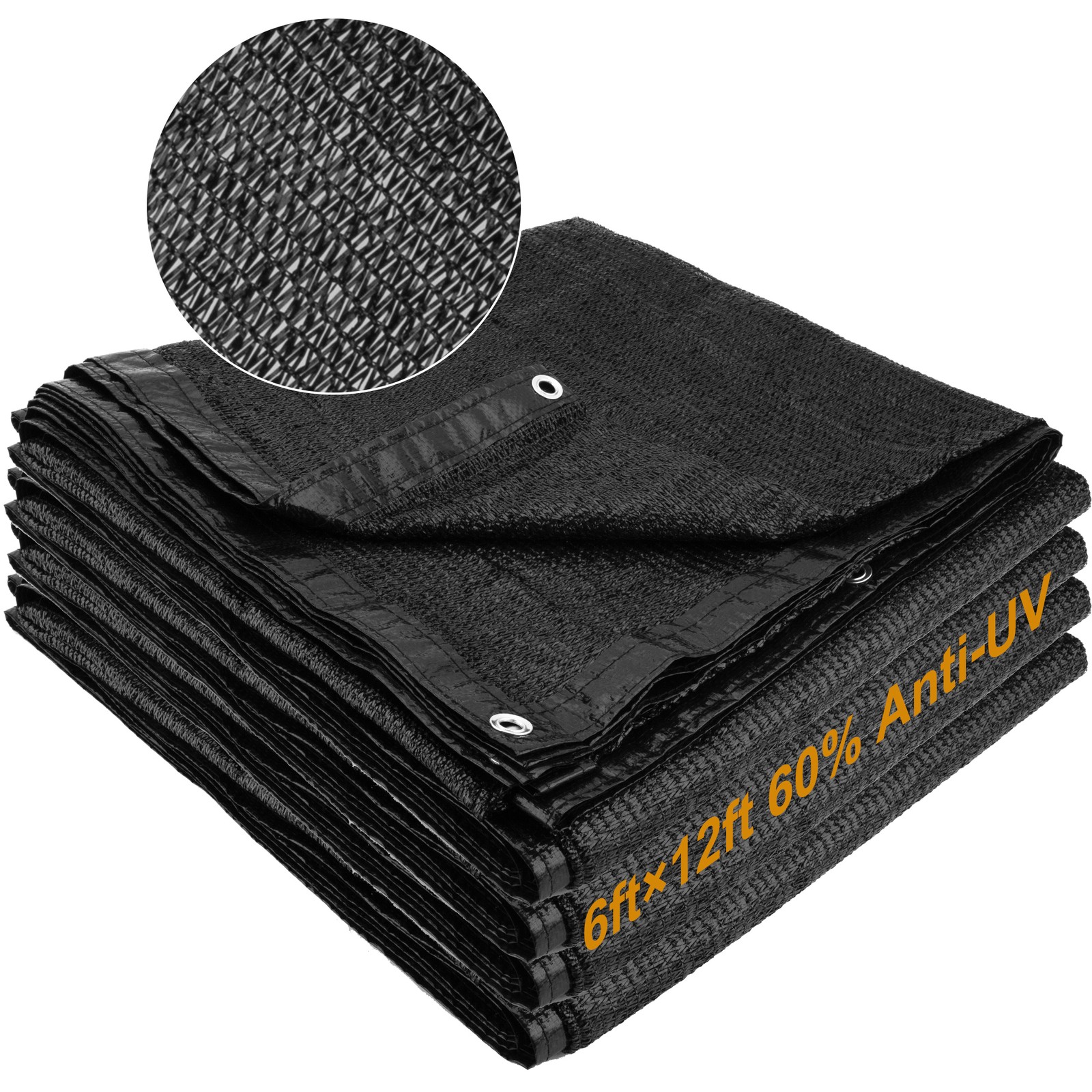 60% Black Sunblock Shade Cloth Edge with Grommets UV Resistant Shade Net 5 Sizes