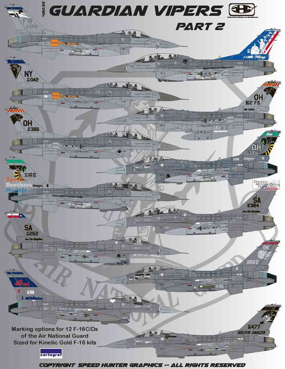 RAPSH48035 1:48 Speed Hunter Graphics - F-16C F-16D Falcon \'Guardian Vipers\'
