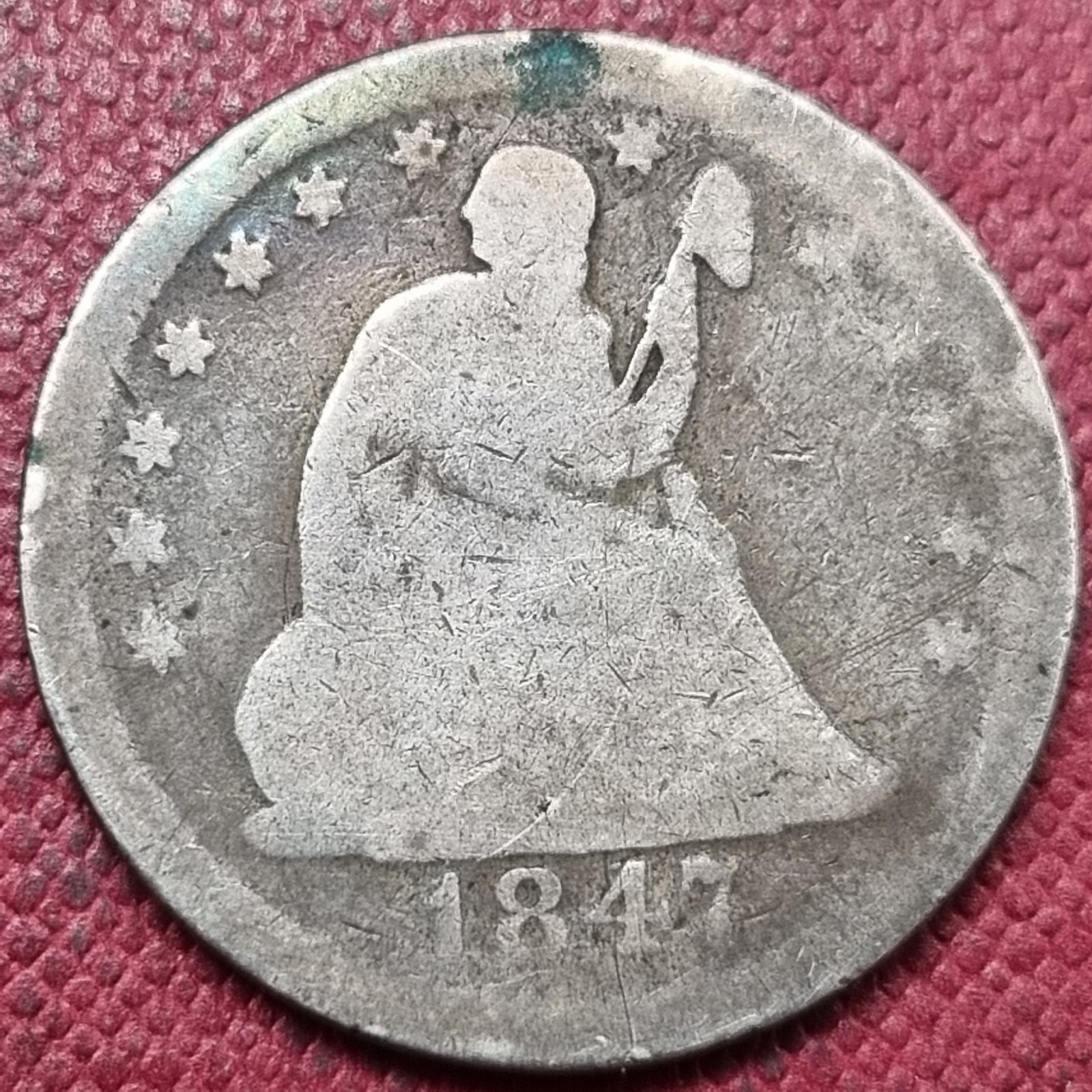 1847 O Seated Liberty Quarter 25c Circulated #96086