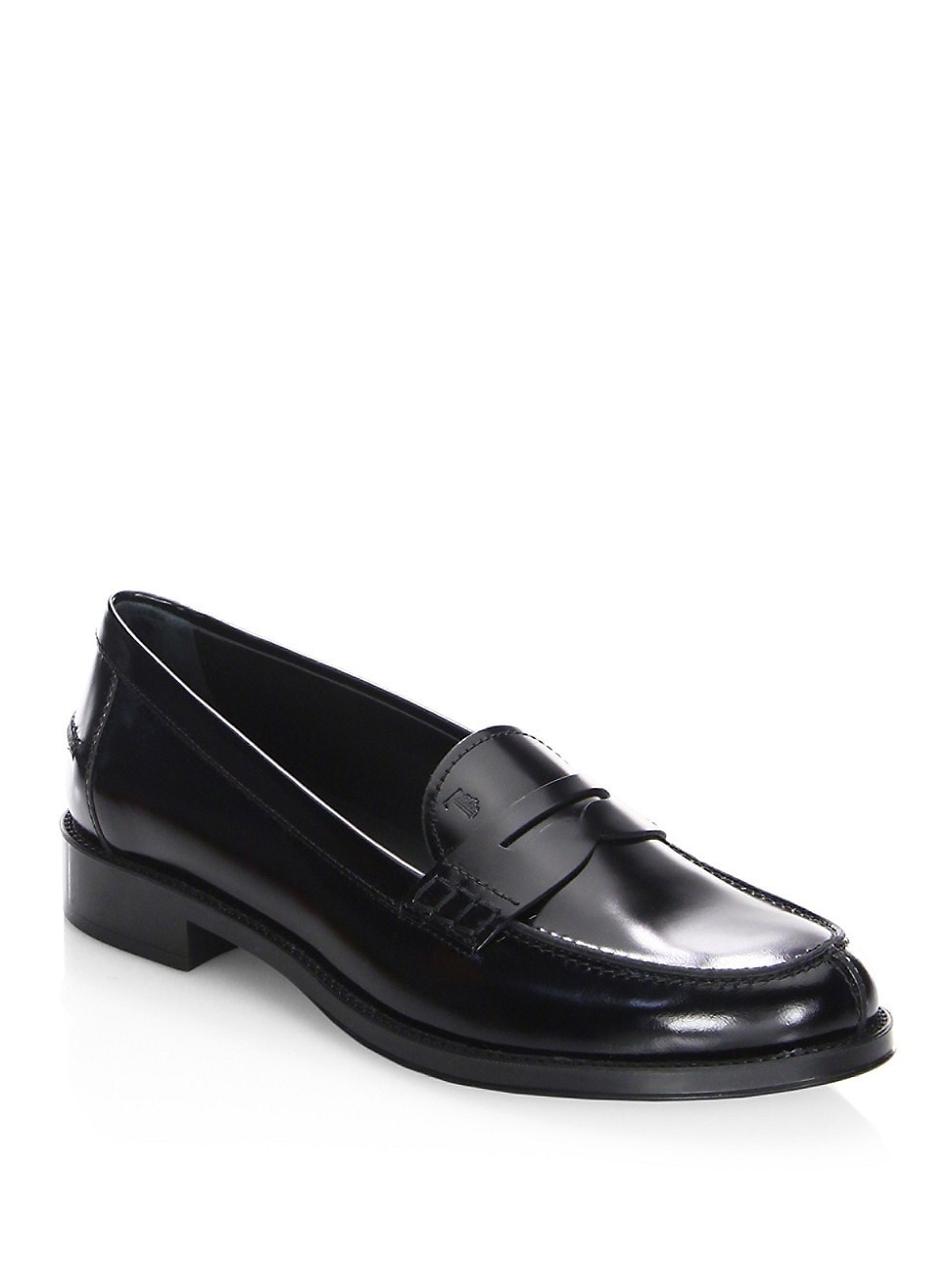 Tod\'s Gomma Basso 59C Leather Rubber Sole Mocassino Loafer Women\'s EU 41 Black