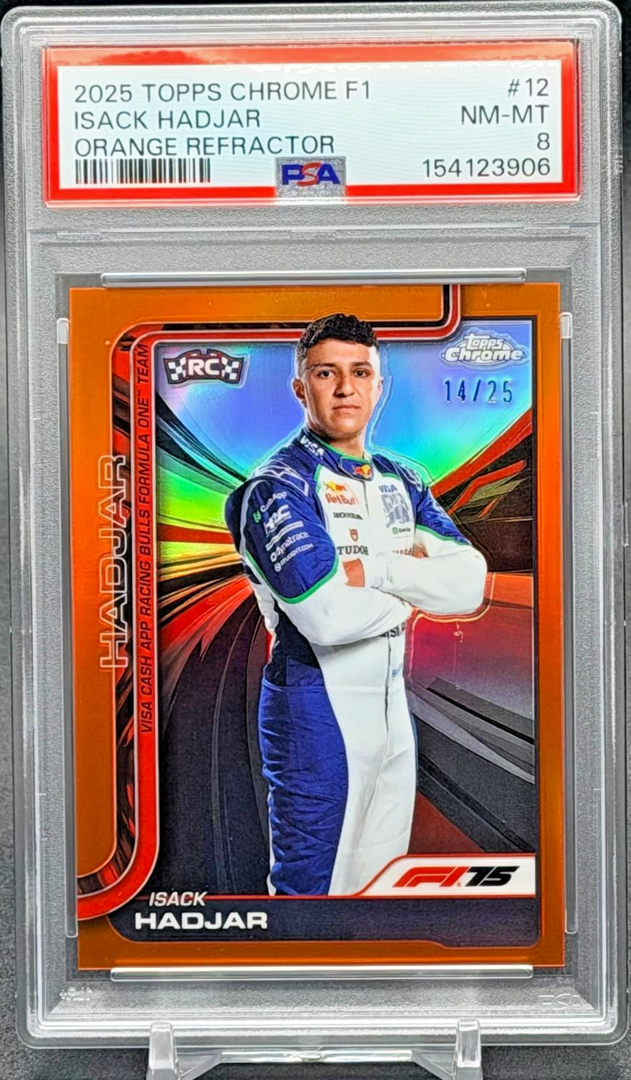2025 Topps Chrome F1 Isack Hadjar RC Rookie Portrait TRUE Orange 14/25 #12 2025 Topps Chrome F1 Isack Hadjar RC Rookie Portrait TRUE Orange 14/25 #12