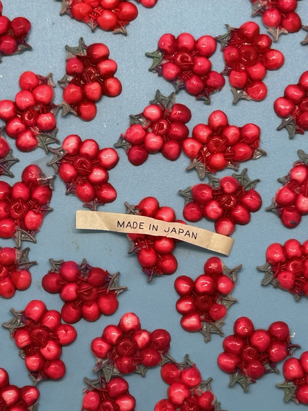 25 Vintage Celluloid Fruit Cherry Cherries Berry Japan Plastic Berries Charms