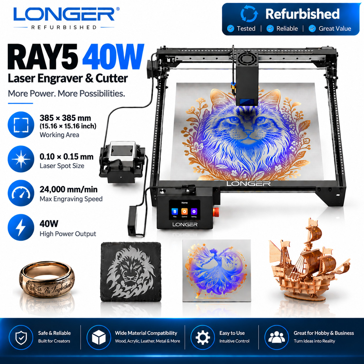 LONGER Ray5 40W Laser Engraver Machine, Ray5 40 Watt Laser Cutter🔥Used-C LONGER Ray5 40W Laser Engraver Machine, Ray5 40 Watt Laser Cutter🔥Used-C