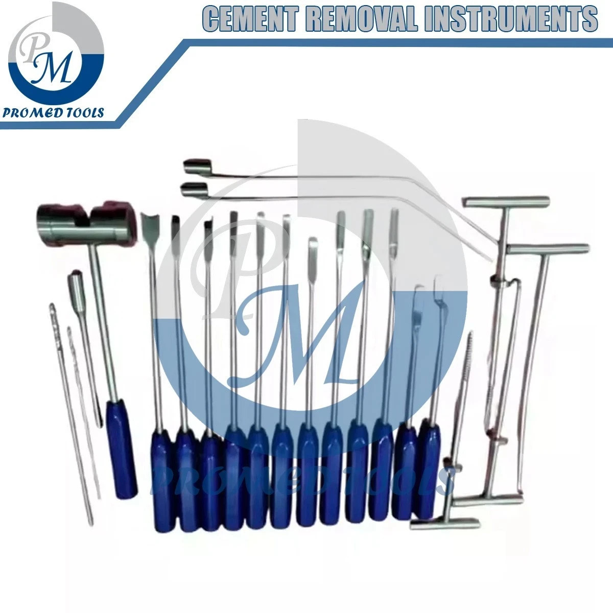 Mueller-Type Cement Removal Instruments Titanium Blue Set of 22 Pcs Orthopedic Mueller-Type Cement Removal Instruments Titanium Blue Set of 22 Pcs Orthopedic