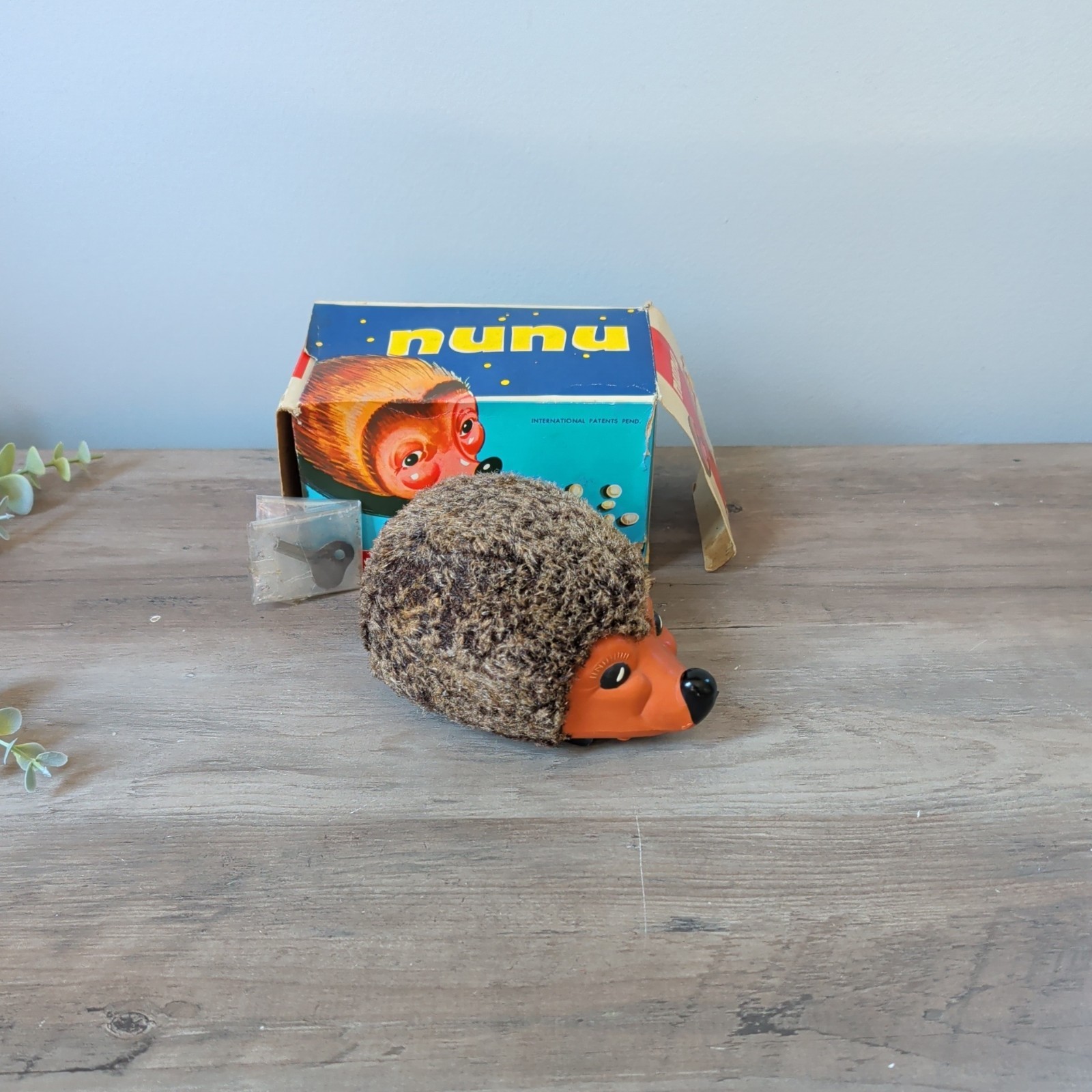 Vintage Hedgehog Flocked Friction Toy Nunu Baby #936 Made In West Germany key