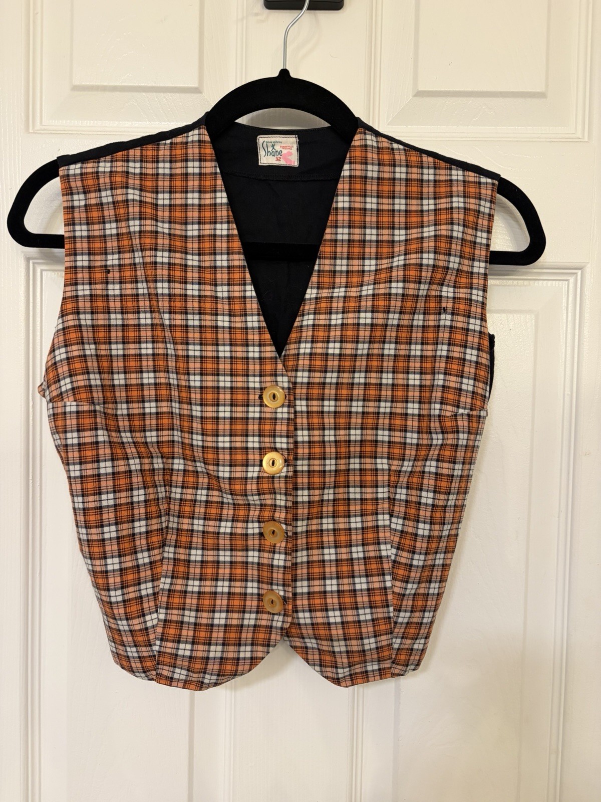 Vintage 1950s Shane Deluxe Uniforms Plaid Vest Union Made Evansville Indiana Vintage 1950s Shane Deluxe Uniforms Plaid Vest Union Made Evansville Indiana