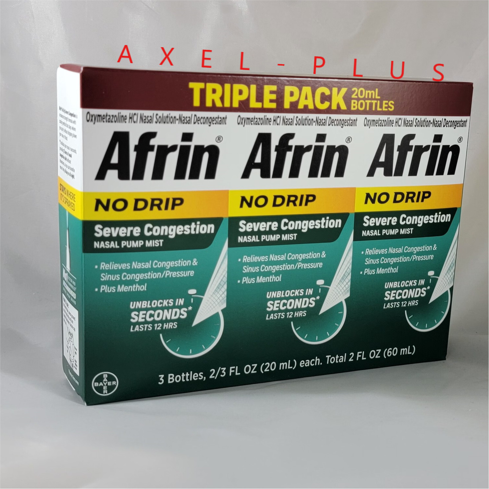 Afrin No Drip Severe Congestion .TRIPLE PACK . 3/20ml Afrin No Drip Severe Congestion .TRIPLE PACK . 3/20ml