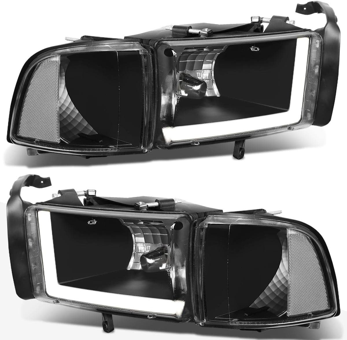 PM PERFORMOTOR LED DRL Black Housing Clear Corner Headlights With LED DRL Compat