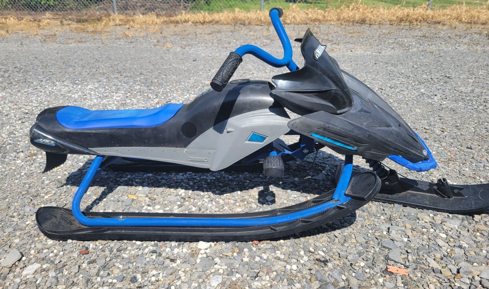 Vtg Yamaha Kids Pull Behond Snowmobile Snow Racer Sled Blue